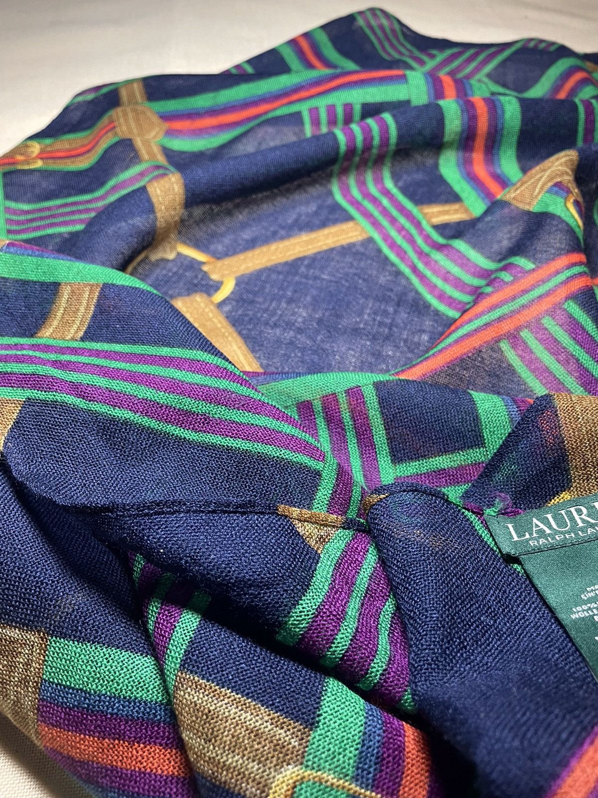 Lauren Ralph Lauren × Ralph Lauren Lauren Ralph Lauren chains navy wool scarf Size ONE SIZE - 6 Thumbnail