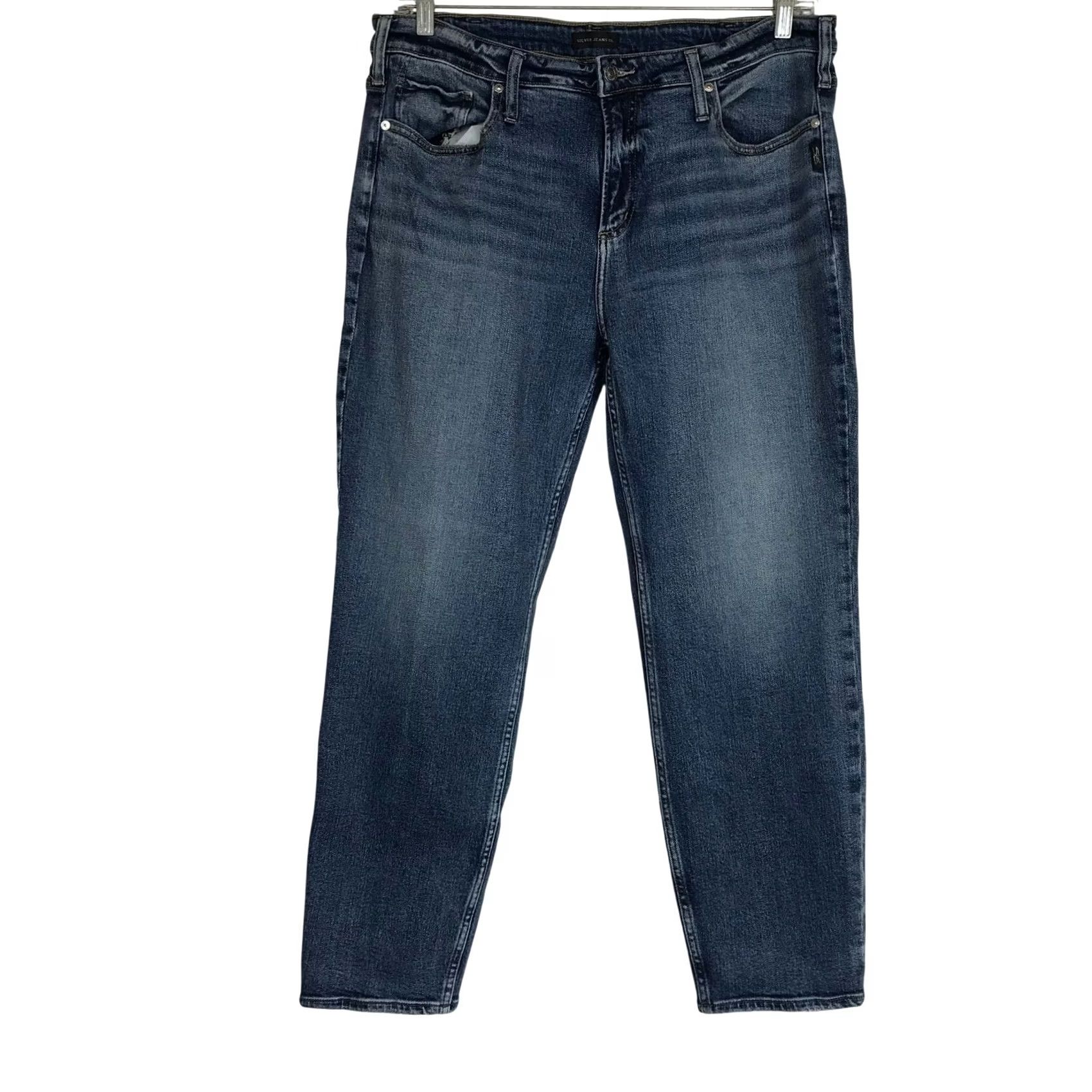 Silver Jeans Co. VINTAGE? No — Silver Jeans Co. Women's Mid Rise Straight Leg Jeans Medium Wash 18P Jeans Women Size 40" / US 18 - 2 Thumbnail