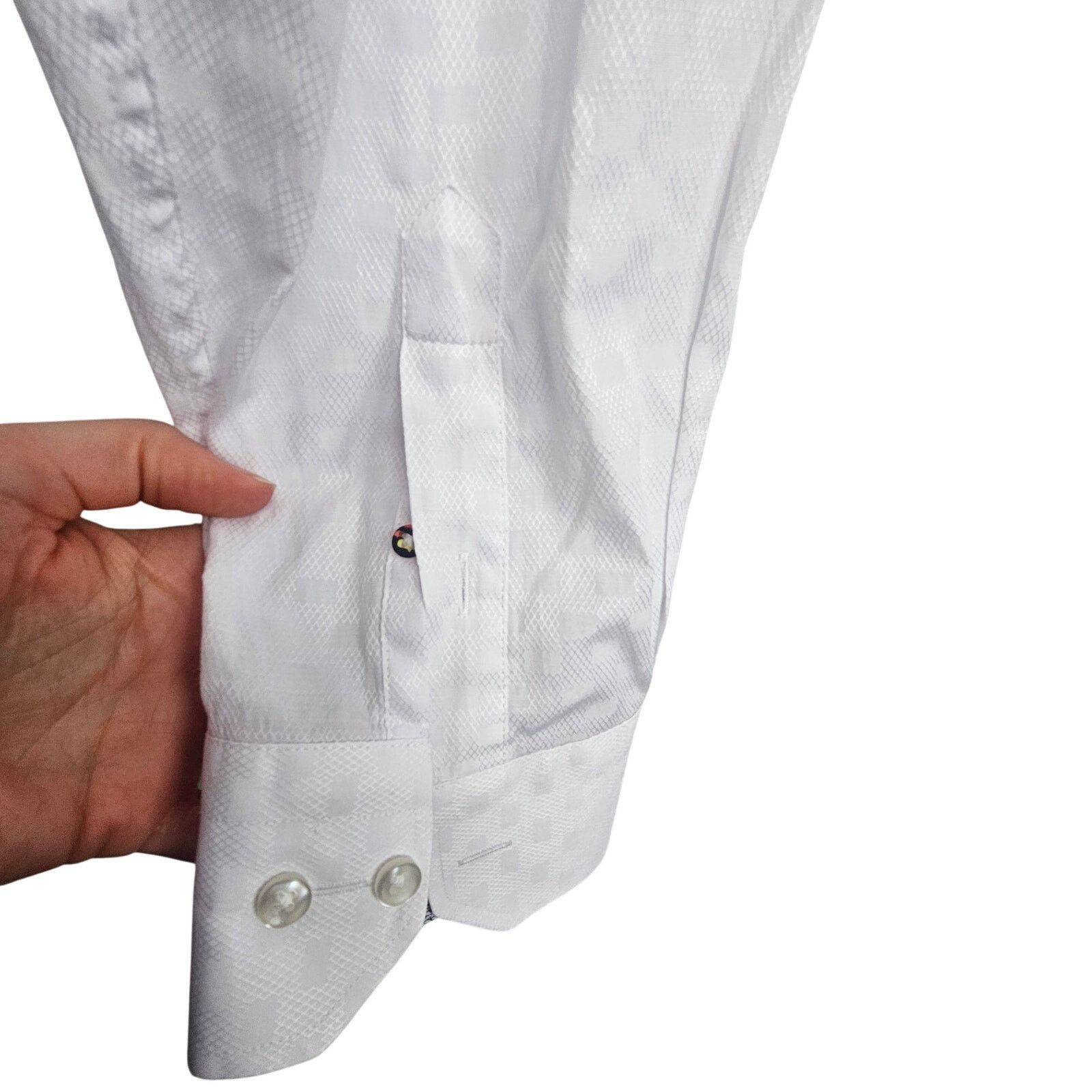 Luchiano Visconti Luchiano Visconti Mens White Geometric Dress Shirt Size 2XLT Size US XXL / EU 58 / 5 - 4 Thumbnail