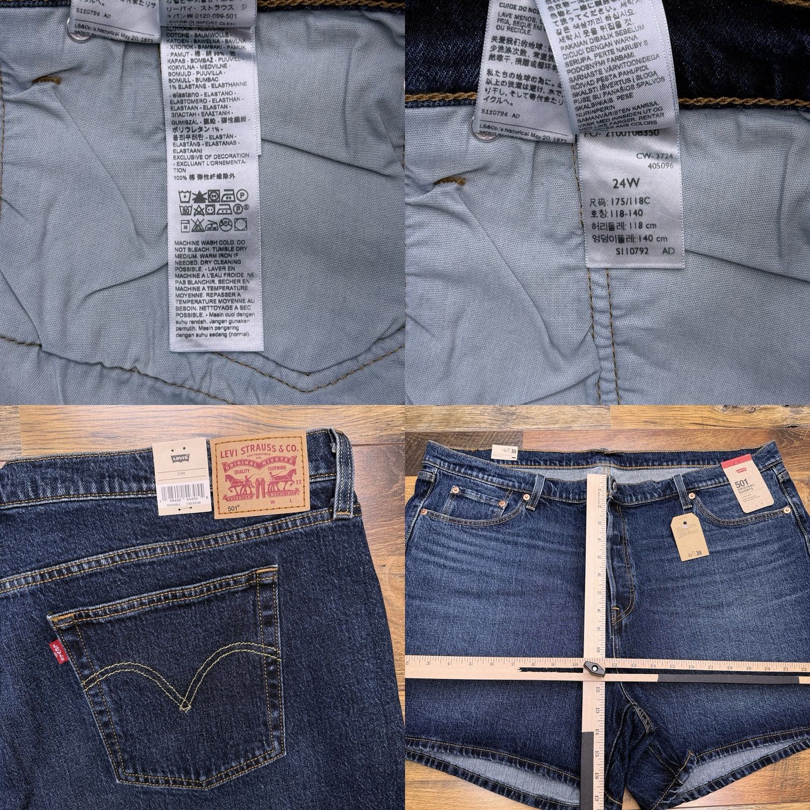 Levi's VINTAGE Levis 501 Shorts Womens 24W Button Fly High Rise Stretch New Size 42" / US 20 - 8 Thumbnail