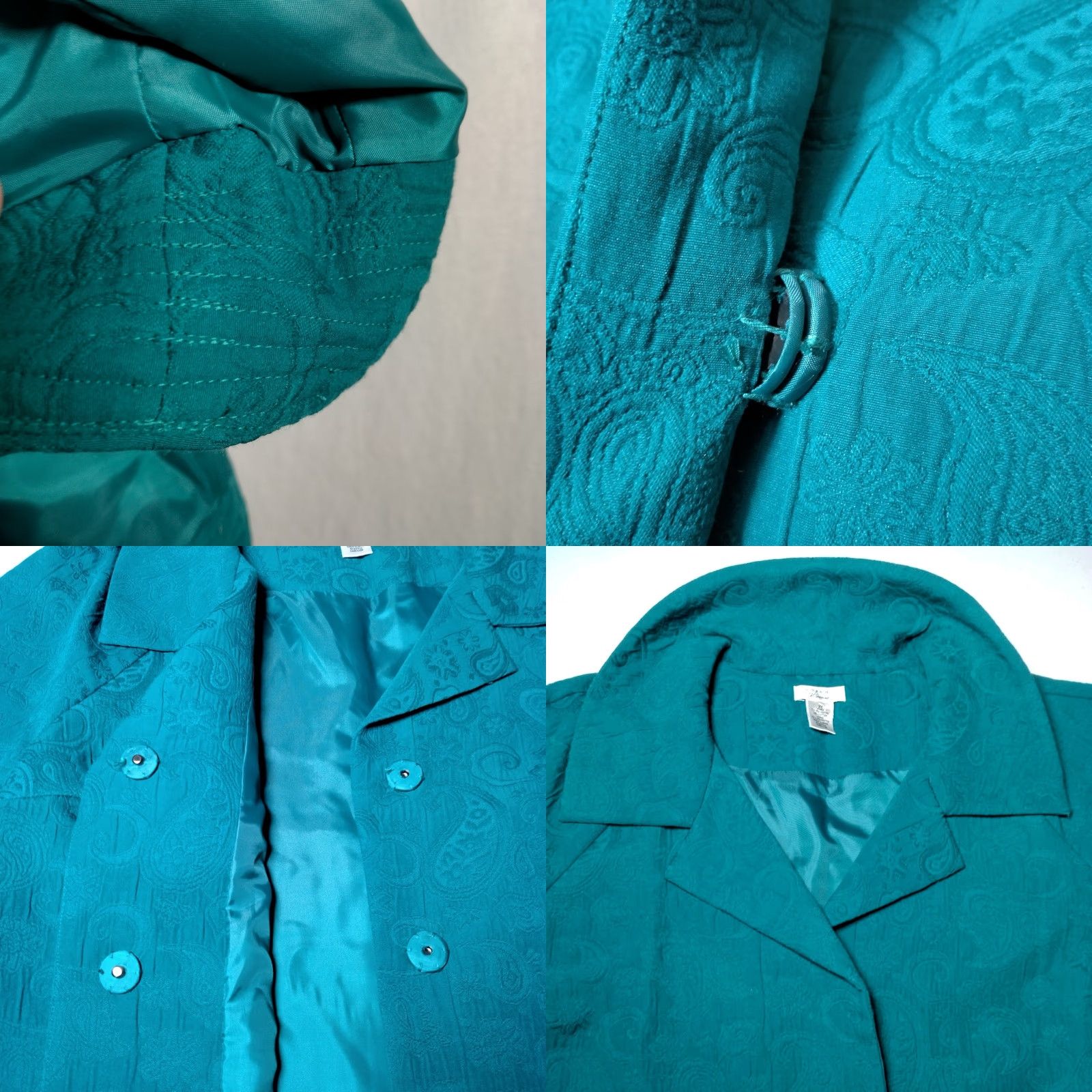 Laura Ashley Laura Ashley Kimono Blazer Jacket 2X Blue Teal Paisley Tapestry Floral Satin Lining Short 3/4 Sleeve Snap Door Size XXL / US 16-18 / IT 52-54 - 9 Thumbnail