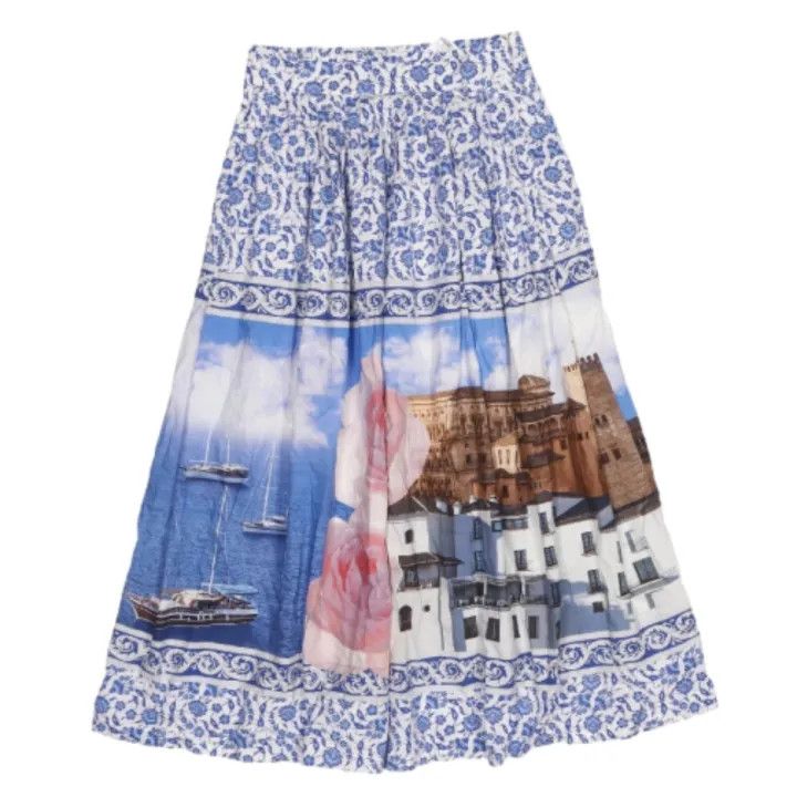 Max Mara Maxmara Blue Patterned Casual Skirt 0079 Size 40" / US 18 - 1 Thumbnail