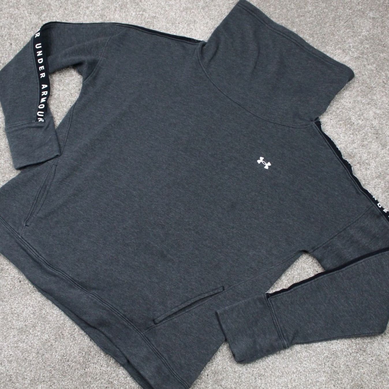 Under Armour Under Armour Sweatshirt Funnel Neck Taped Fleece Pullover Womens Medium Gray UA Pullover Size M / US 6-8 / IT 42-44 - 3 Thumbnail