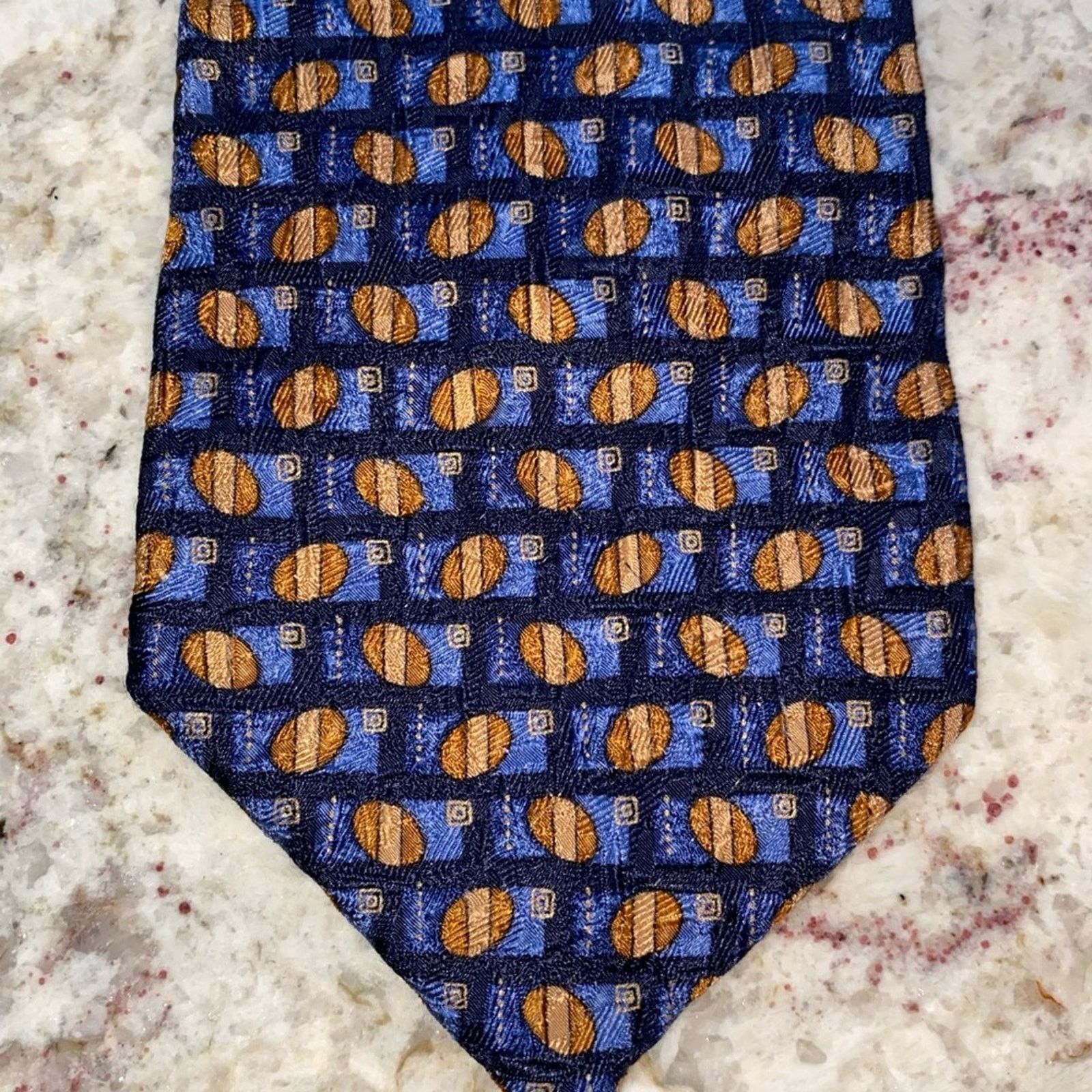 Ermenegildo Zegna ERMENEGILDO ZEGNA $210 Mens Blue Print Silk Necktie Tie EUC Size ONE SIZE - 2 Thumbnail