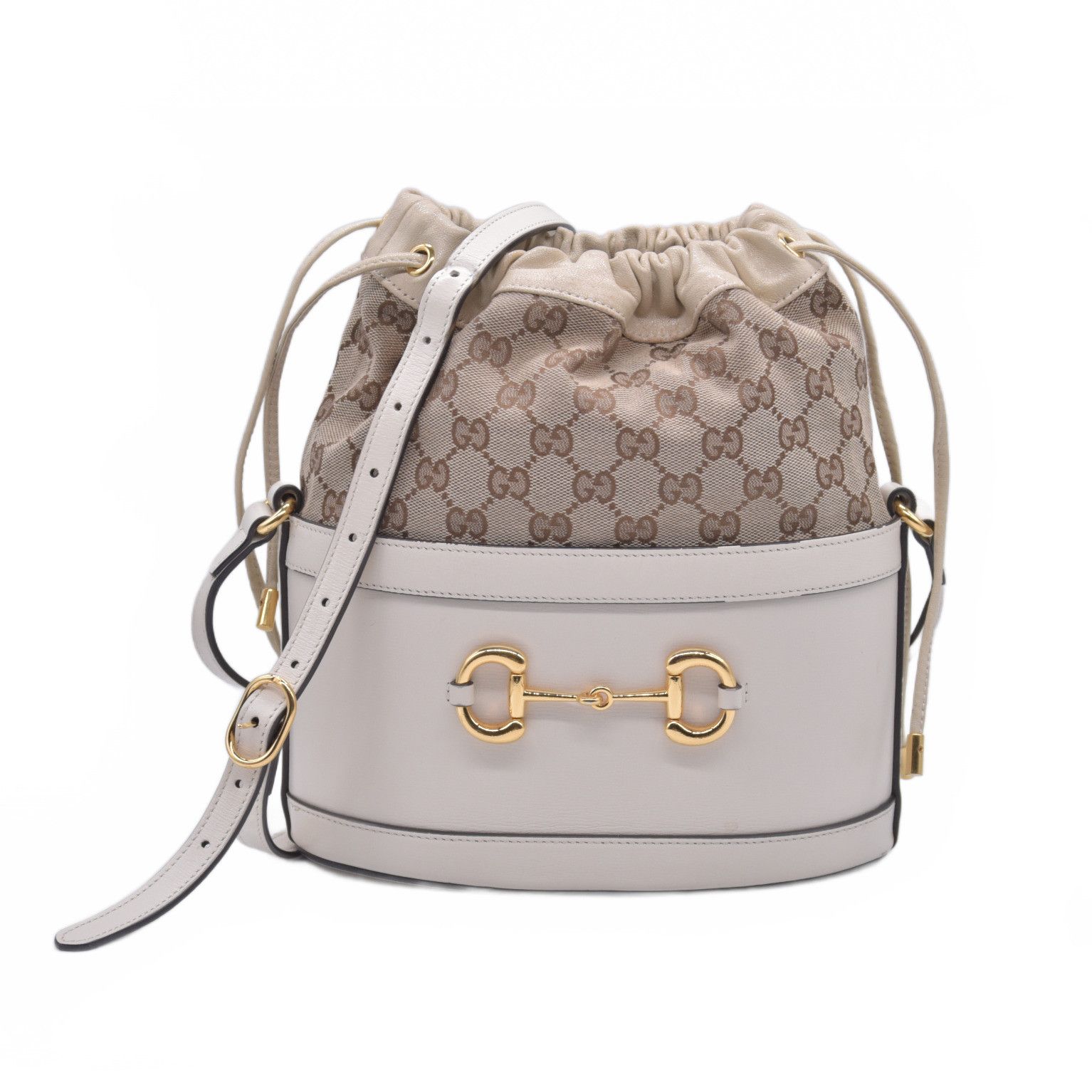 Gucci Gucci Monogram Textured Calfskin Horsebit 1955 Drawstring Size ONE SIZE - 1 Thumbnail