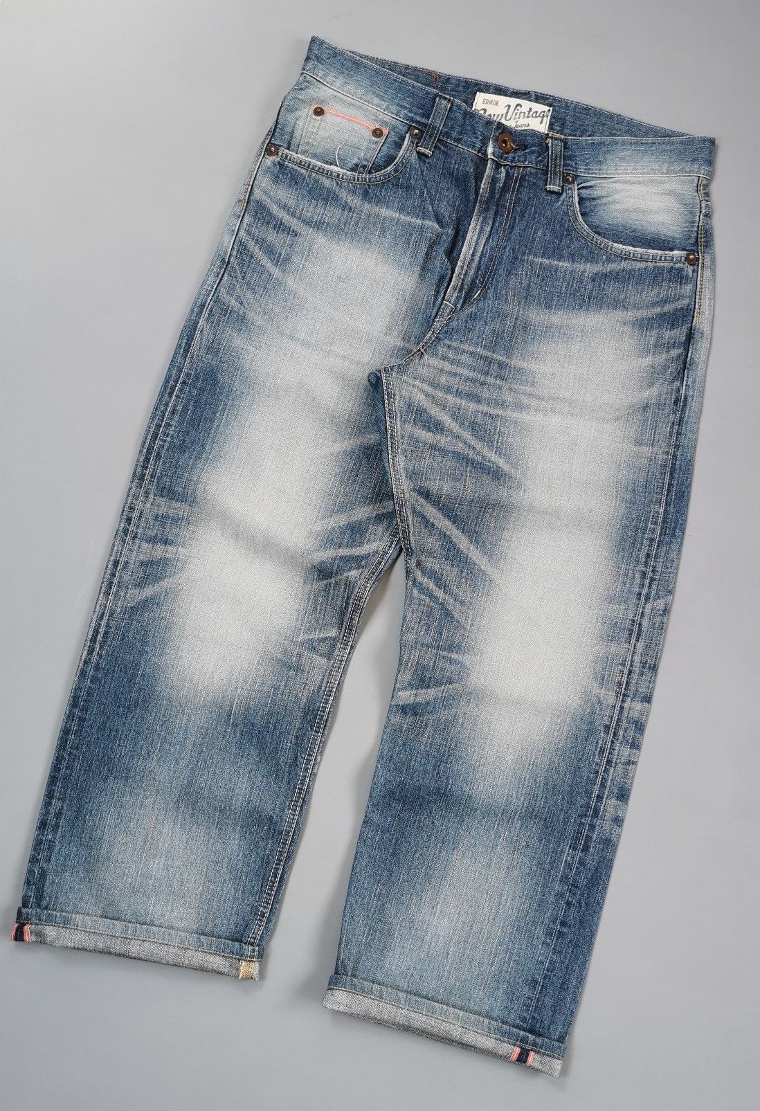 Edwin × Salvage × Vintage Edwin New Vintage Orange Selvedge Jeans (LG31) Size US 35 - 1 Thumbnail