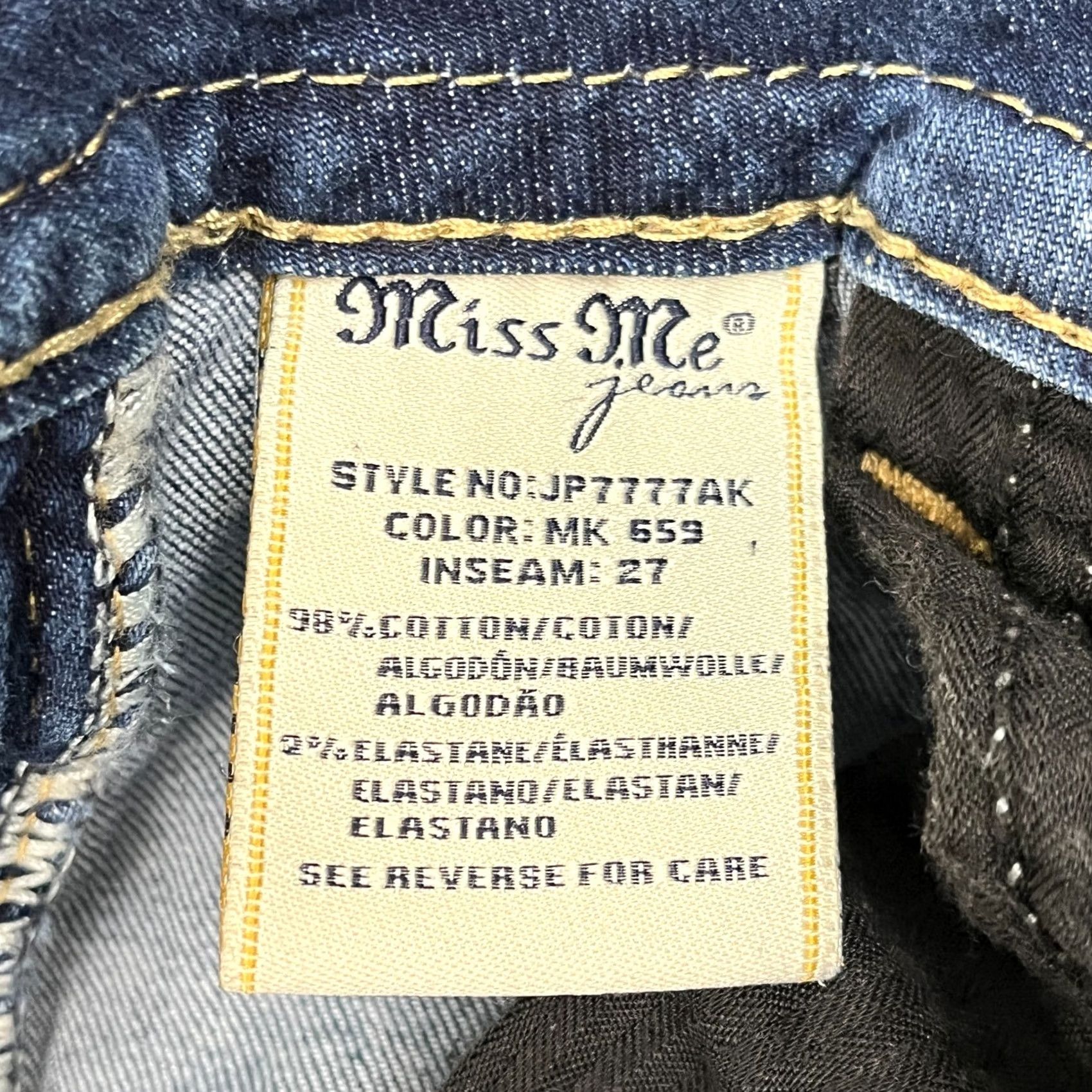 Miss Me Miss Me Womens 28 W28 I26 Ankle Skinny Blue Denim Jeans Inset Embroidered Ankle Size 28" / US 6 / IT 42 - 3 Thumbnail