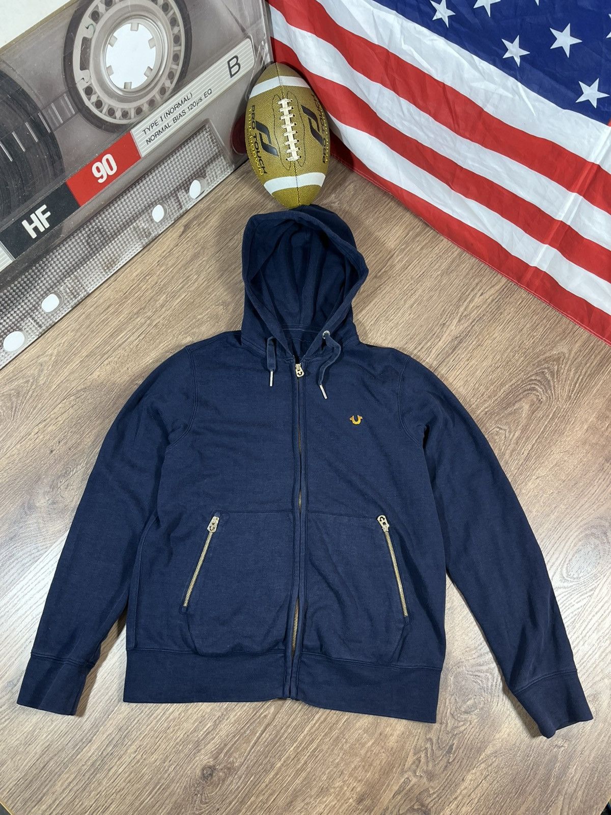 True Religion Vintage True Religion Zip Hoodie L XL Gold Logo Size US XL / EU 56 / 4 - 1 Thumbnail