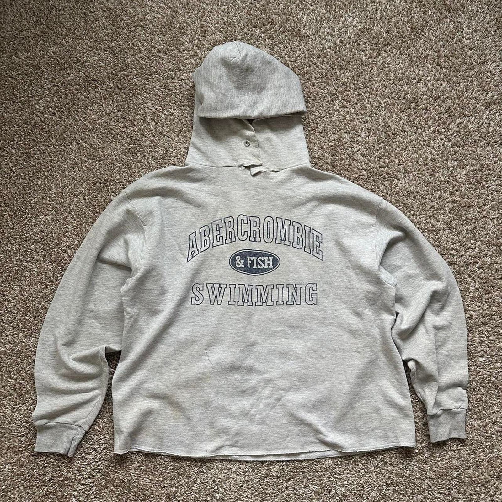 Vintage Vintage Grey Abercrombie & Fish Swimming Hoodie Sweatshirt Size US L / EU 52-54 / 3 - 3 Thumbnail
