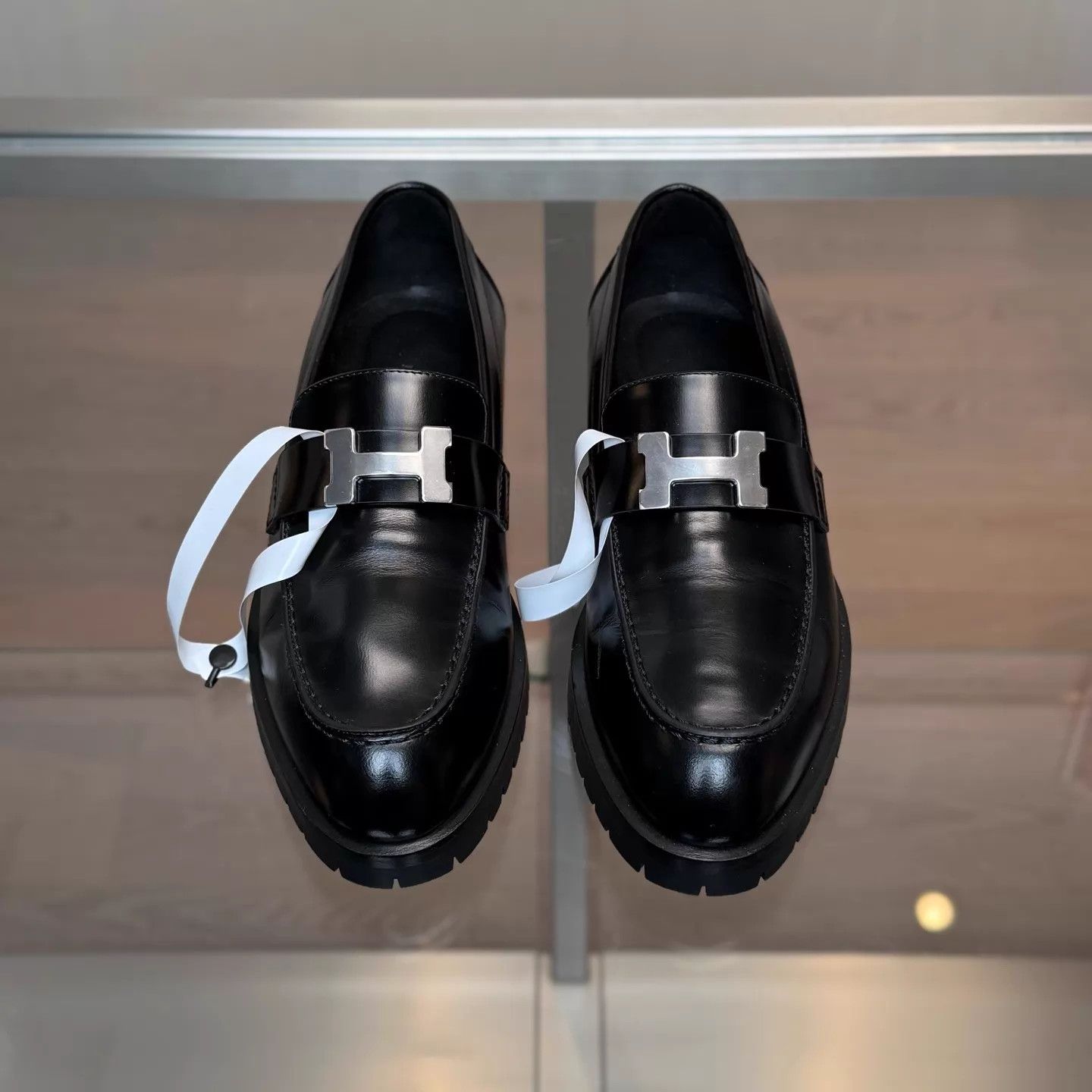 Hermes HERMES Faubourg Black Silver Buckle Loafer 36 98 Size US 5.5 / IT 35.5 - 2 Thumbnail