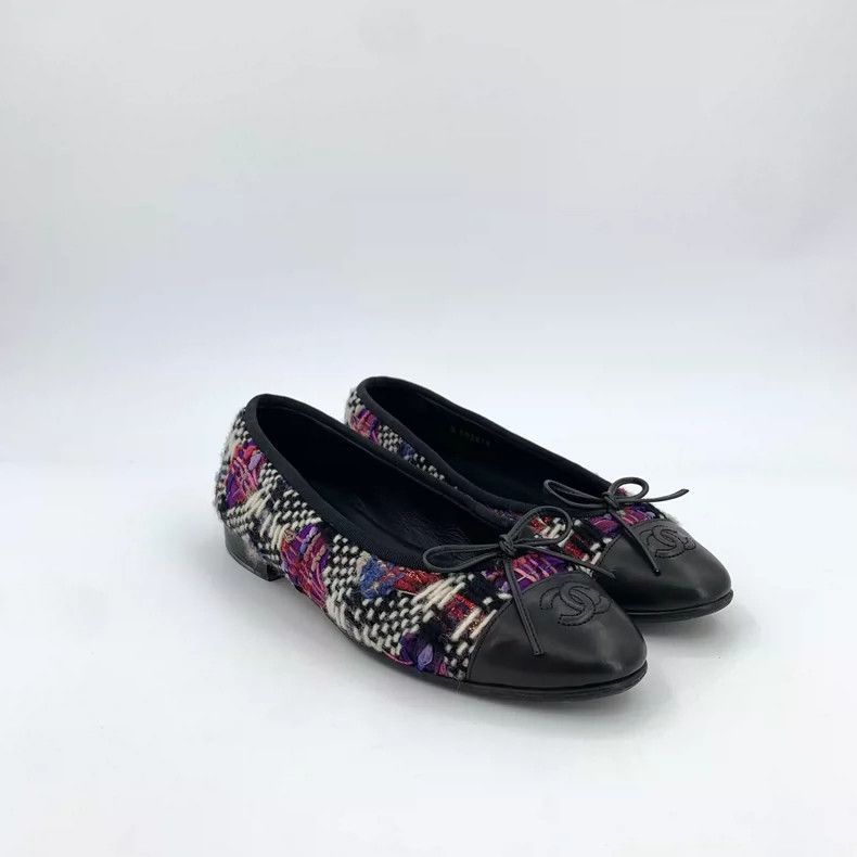 Chanel Chanel Black Leather Bow Detail Flats -2505 Size US 6.5 / IT 36.5 - 2 Thumbnail