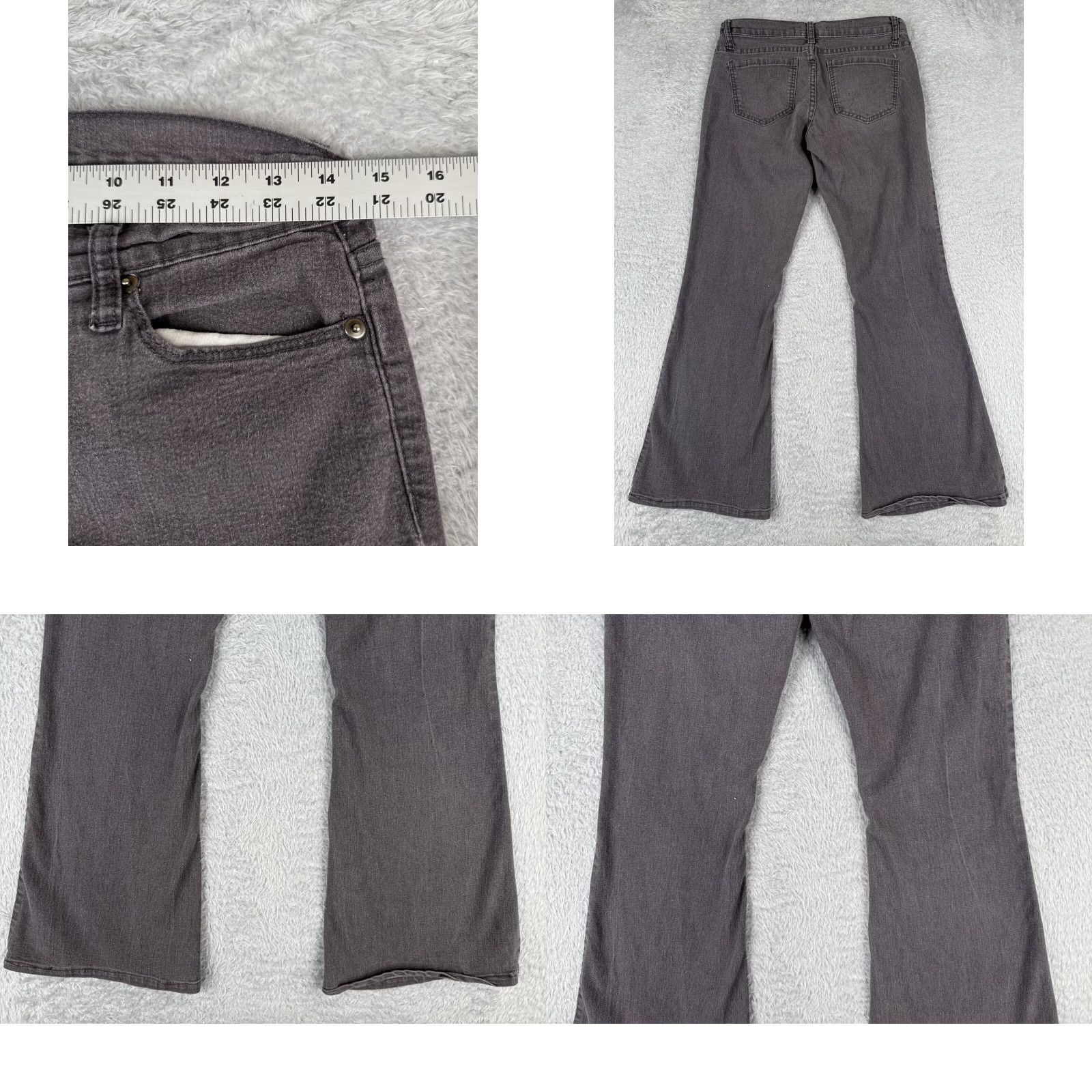 Denime XXL Denim Jeans Womens 27 Gray Flared Mid Rise Cotton Blend Zip Fly 27x28 Jeans Size 27" / US 4 / IT 40 - 9 Thumbnail