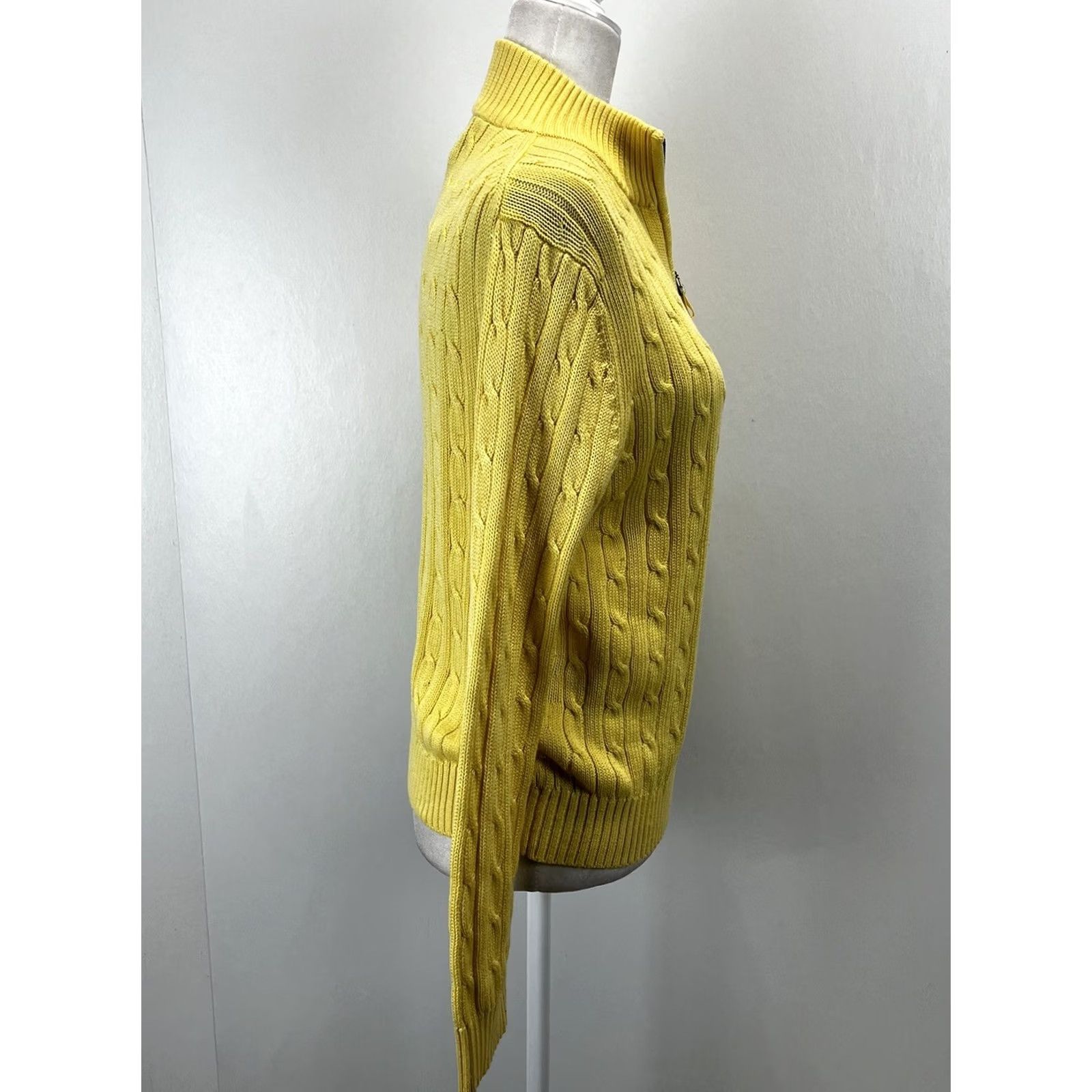 Brooks Brothers Brooks Brothers Cable Knit Sweater Womens L 1/4 Zip Yellow Cotton Pullover Vintage No Size L / US 10 / IT 46 - 4 Thumbnail