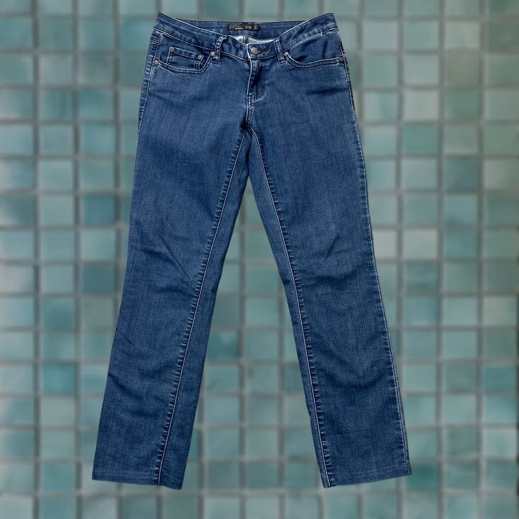 Prana Prana Jeans Womens 2 Blue Straight Leg Denim Medium Wash Stretch Cotton Polyester Spandex 5-Pocket Inseam 27 in Button Zipper Size 28" / US 6 / IT 42 - 1 Thumbnail