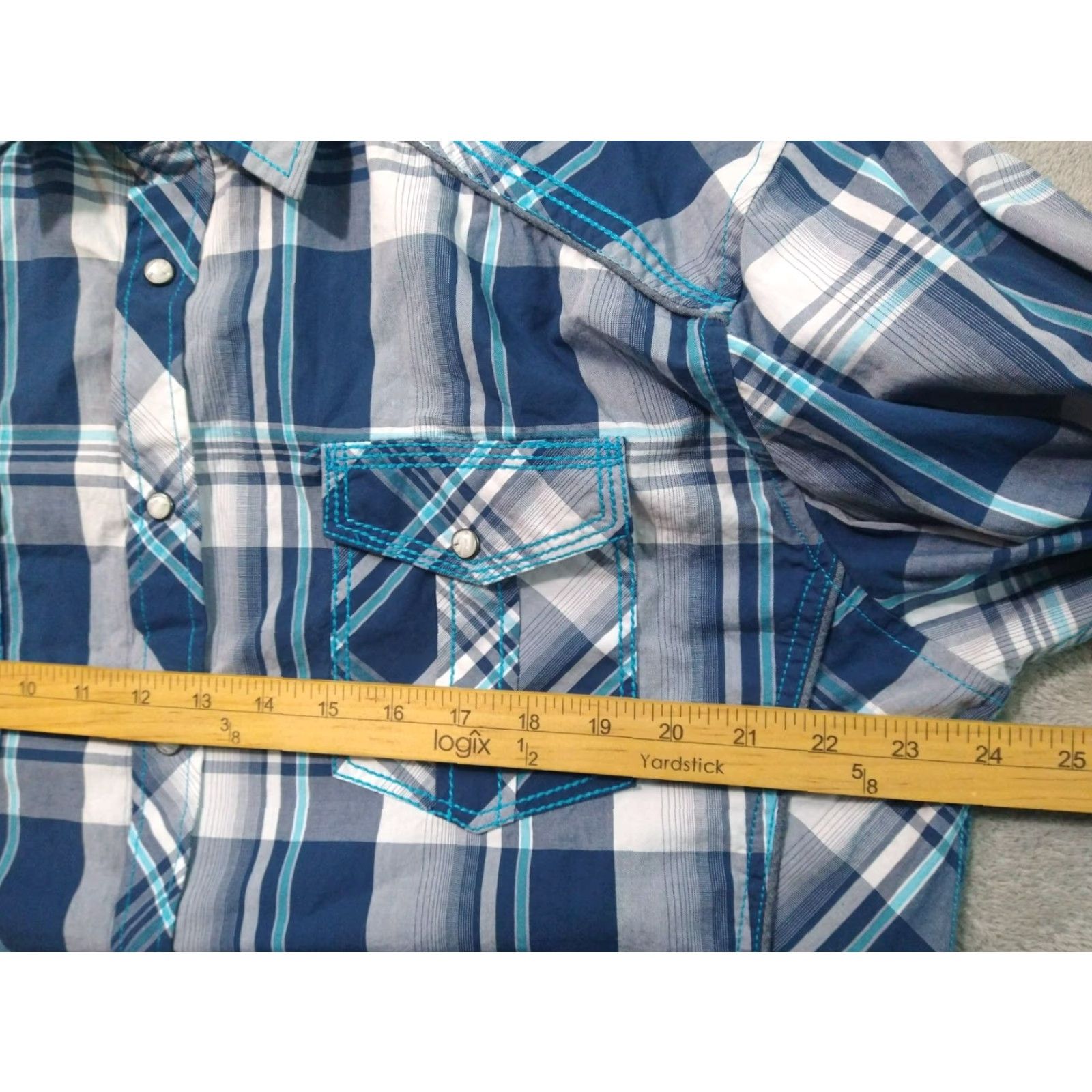 BKE BKE Buckle Shirt Mens XL Blue Plaid Athletic Fit Long Sleeve Pearl Snap Cotton Shirt Size US XL / EU 56 / 4 - 5 Thumbnail