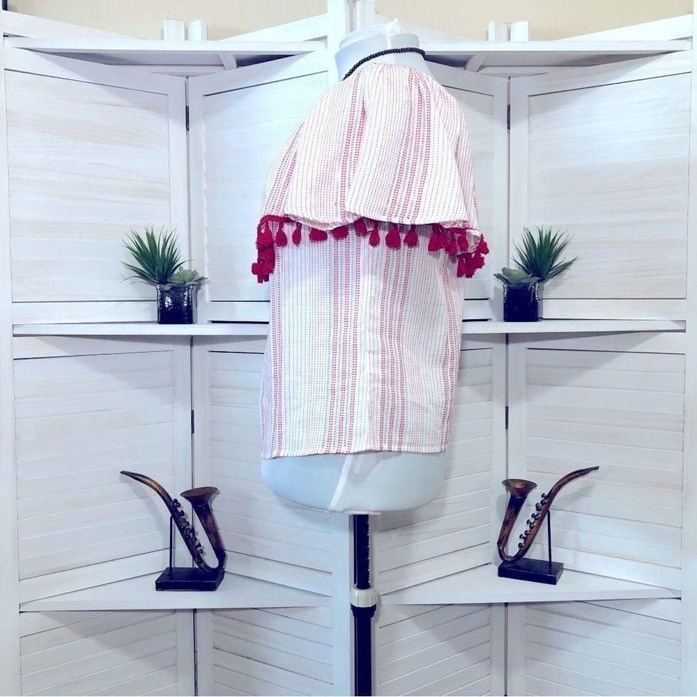 Other NWT retro oversized blouse red white pin striped pompons M Size M / US 6-8 / IT 42-44 - 6 Thumbnail