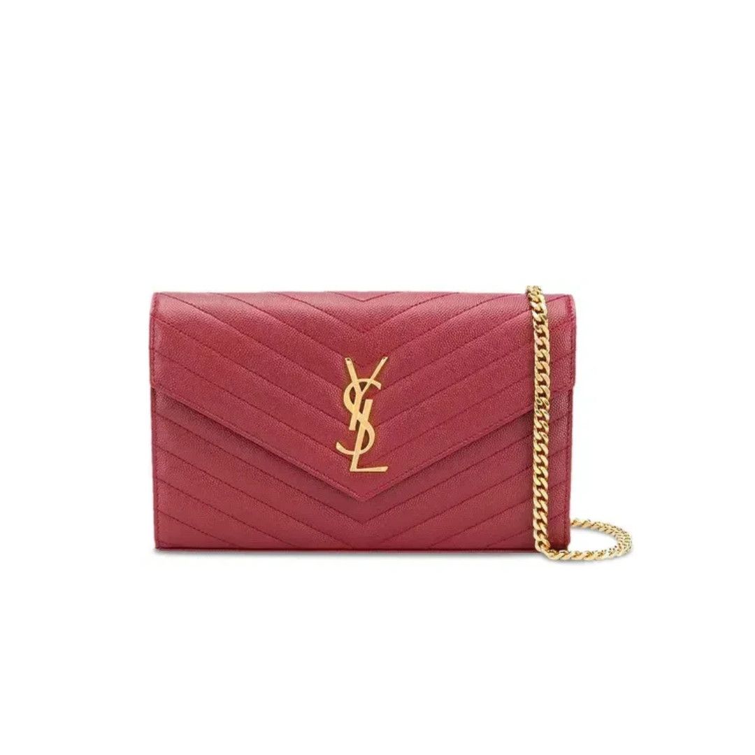 Saint Laurent Paris o1s1wg111124 Size: OS / Classic Chain in Wallet in Burgundy Size ONE SIZE - 1 Thumbnail