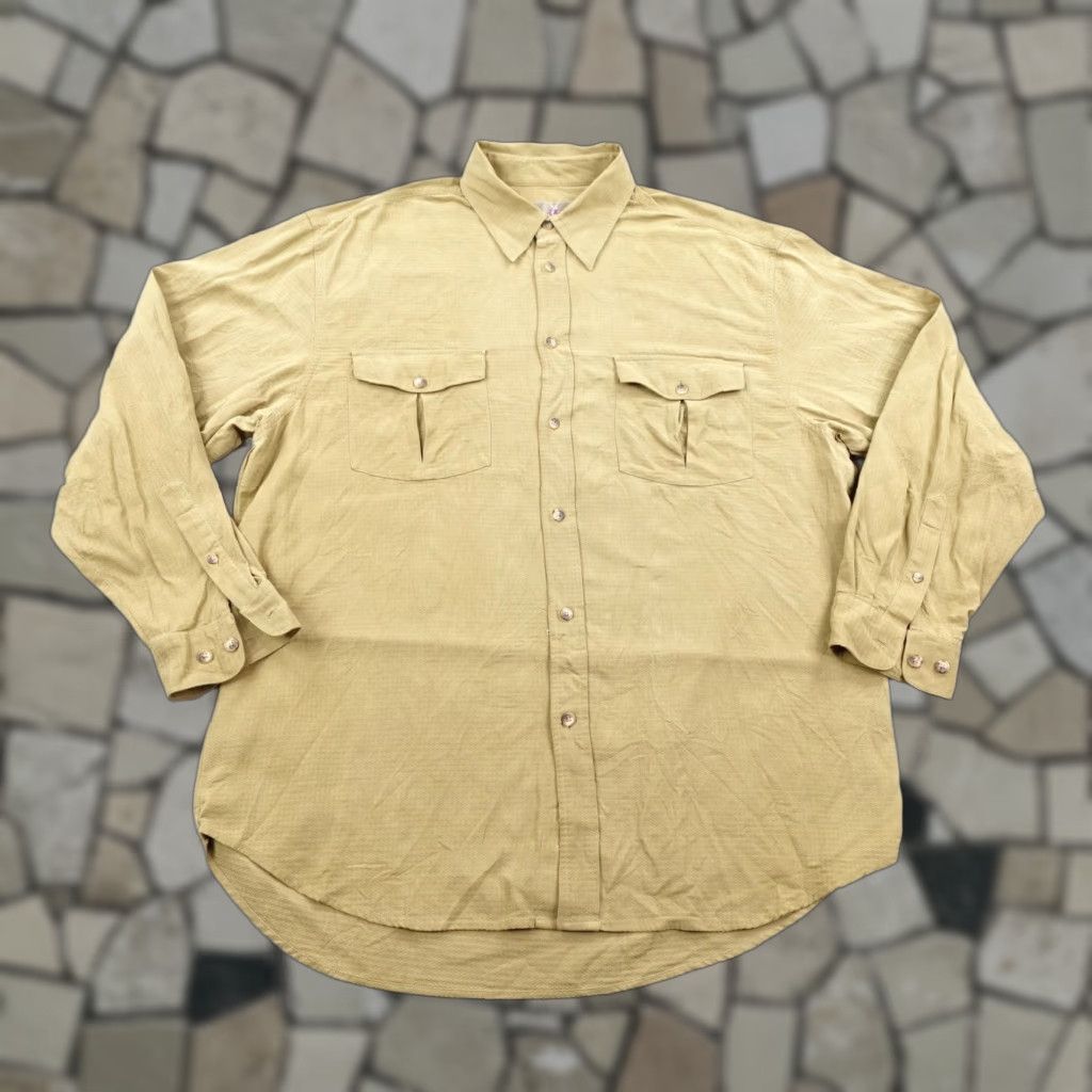 The Territory Ahead Territory Ahead Shirt Mens XL Beige Tan Silk Wool Blend Button Up Field Safari Size US XL / EU 56 / 4 - 1 Thumbnail
