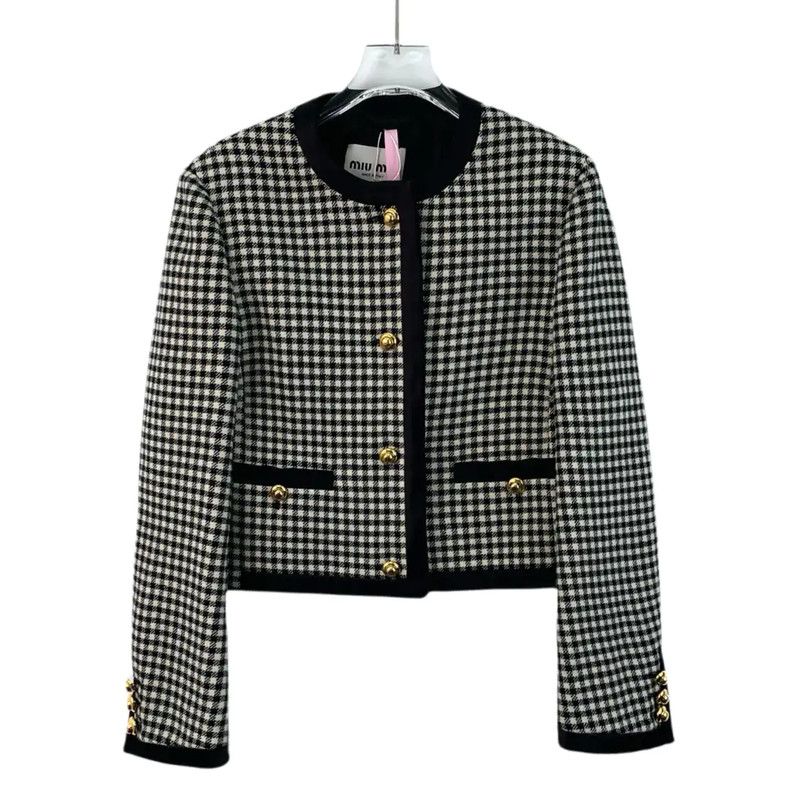 Miu Miu Checkered Wool Women's Jacket 0089