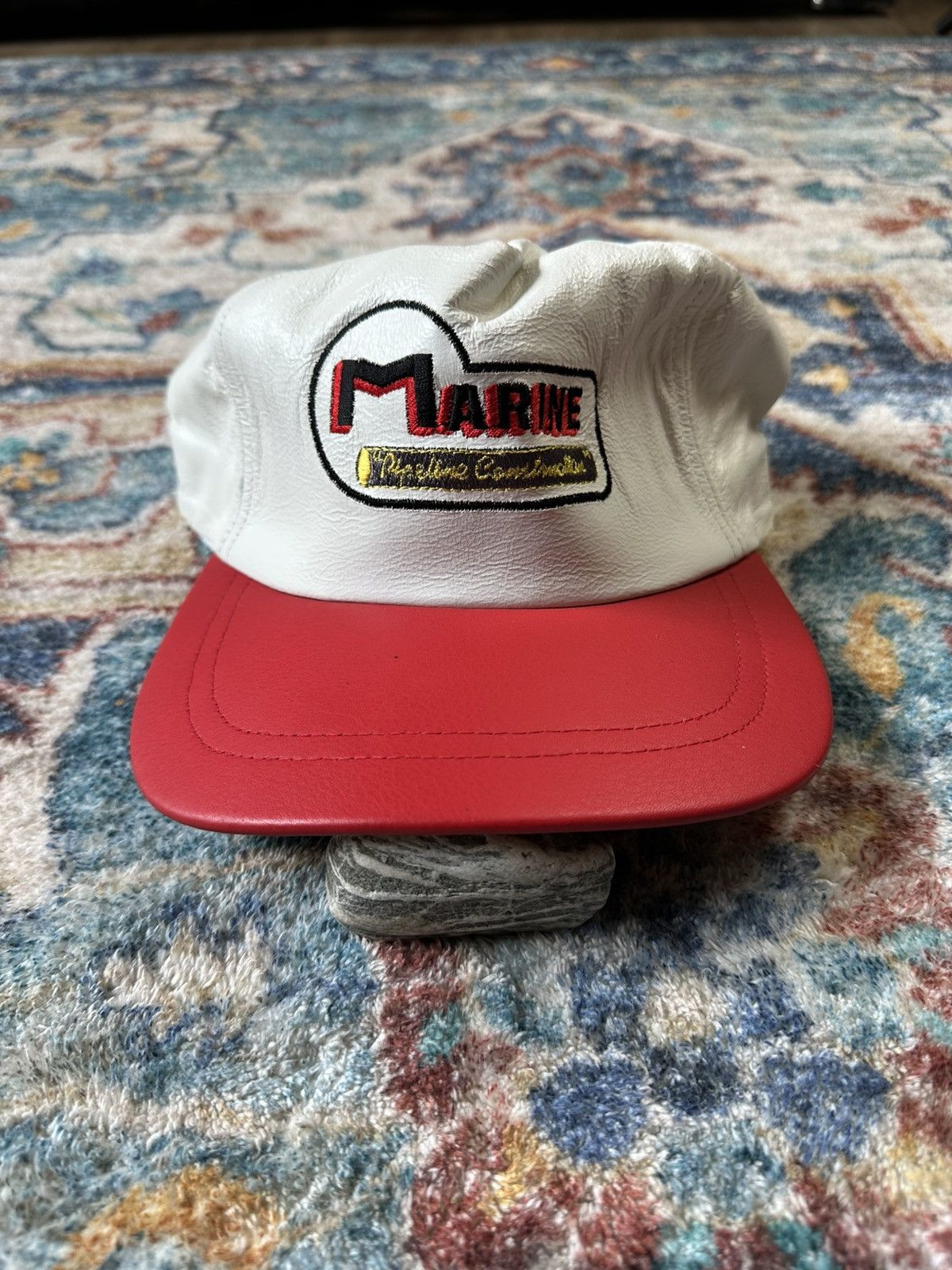Vintage Vintage 80s Marine Construction Leather Baseball Cap Size ONE SIZE - 5 Thumbnail