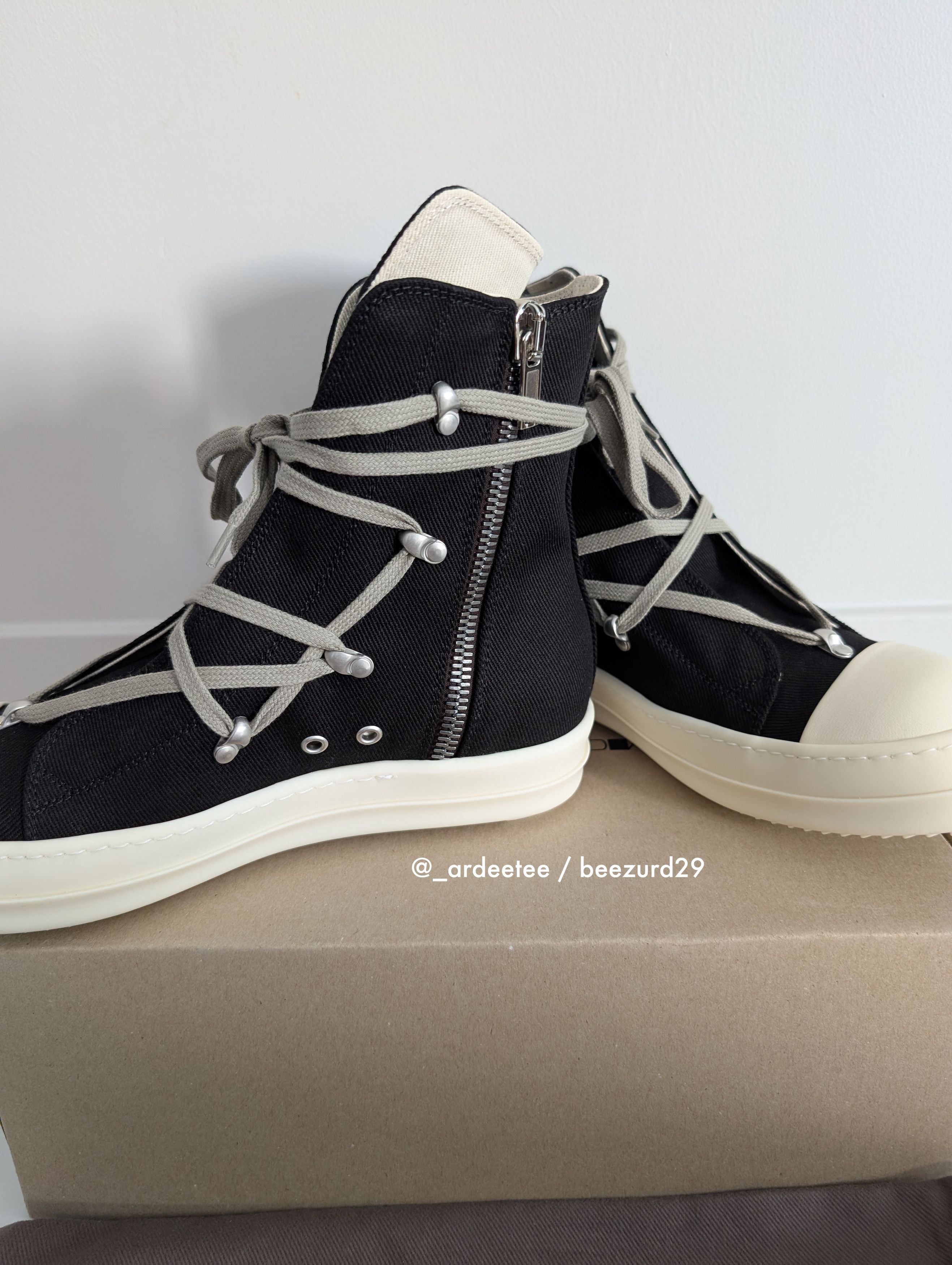 Rick Owens Drkshdw *NEW* HEXA CANVAS RAMONES HIGH FW24 Size US 9 / EU 42 - 5 Thumbnail