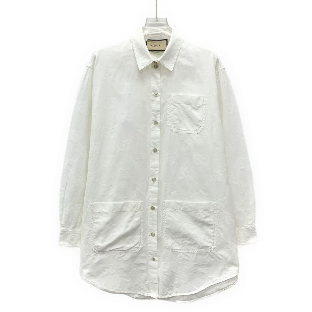 Gucci Gucci White All-over Printed Long Sleeve Shirt K26WX Size M / US 6-8 / IT 42-44 - 1 Thumbnail