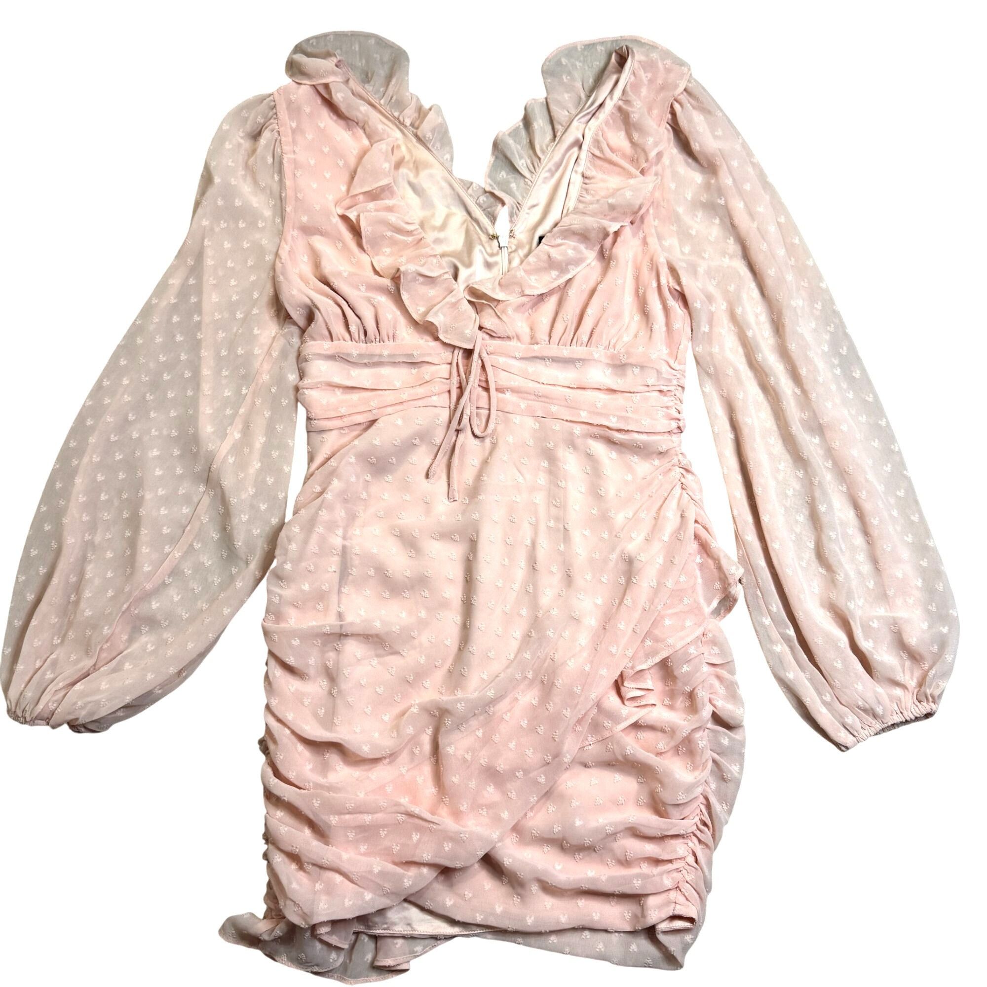 REVOLVE Revolve Majorelle Alejandra Ruffle Ruched V-Neck Long Sleev Size S / US 4 / IT 40 - 3 Thumbnail