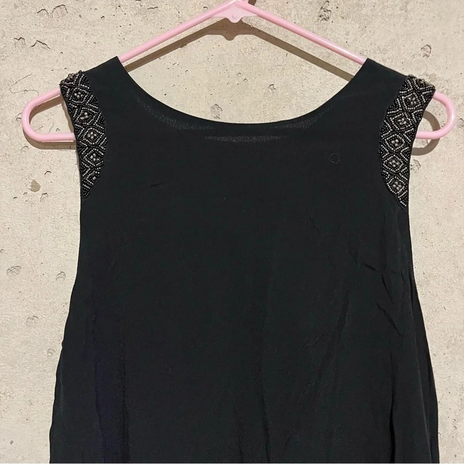 Miss Me Miss Me Black Tie Up Open Back Beaded Tank Top Sz M - NWT Size M / US 6-8 / IT 42-44 - 3 Thumbnail