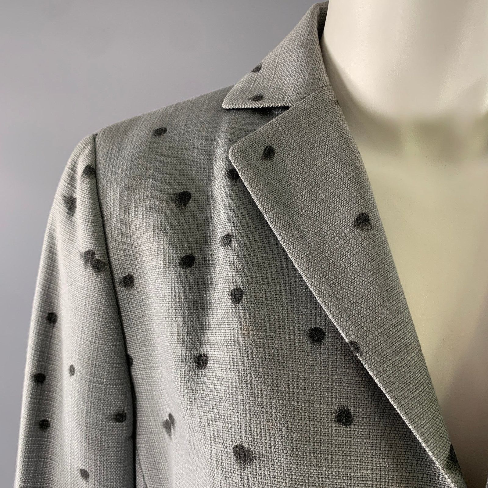 Akris AKRIS Size 12 Grey Black Viscose Wool Spotted Cropped Blazer Size XL / US 12-14 / IT 48-50 - 2 Thumbnail