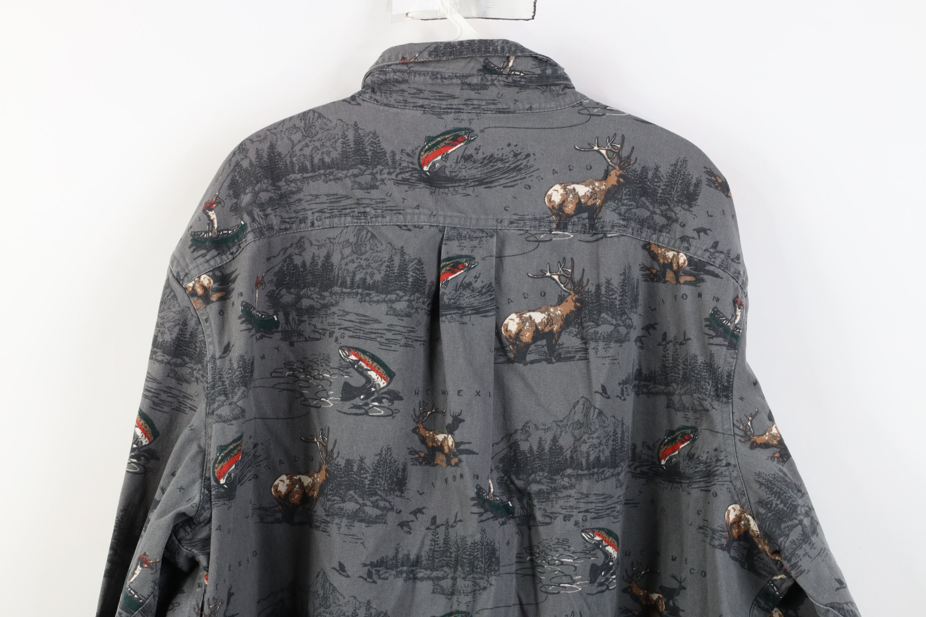 Vintage Vintage 90s Hunting Fishing All Over Collared Button Shirt Size US XXL / EU 58 / 5 - 11 Thumbnail