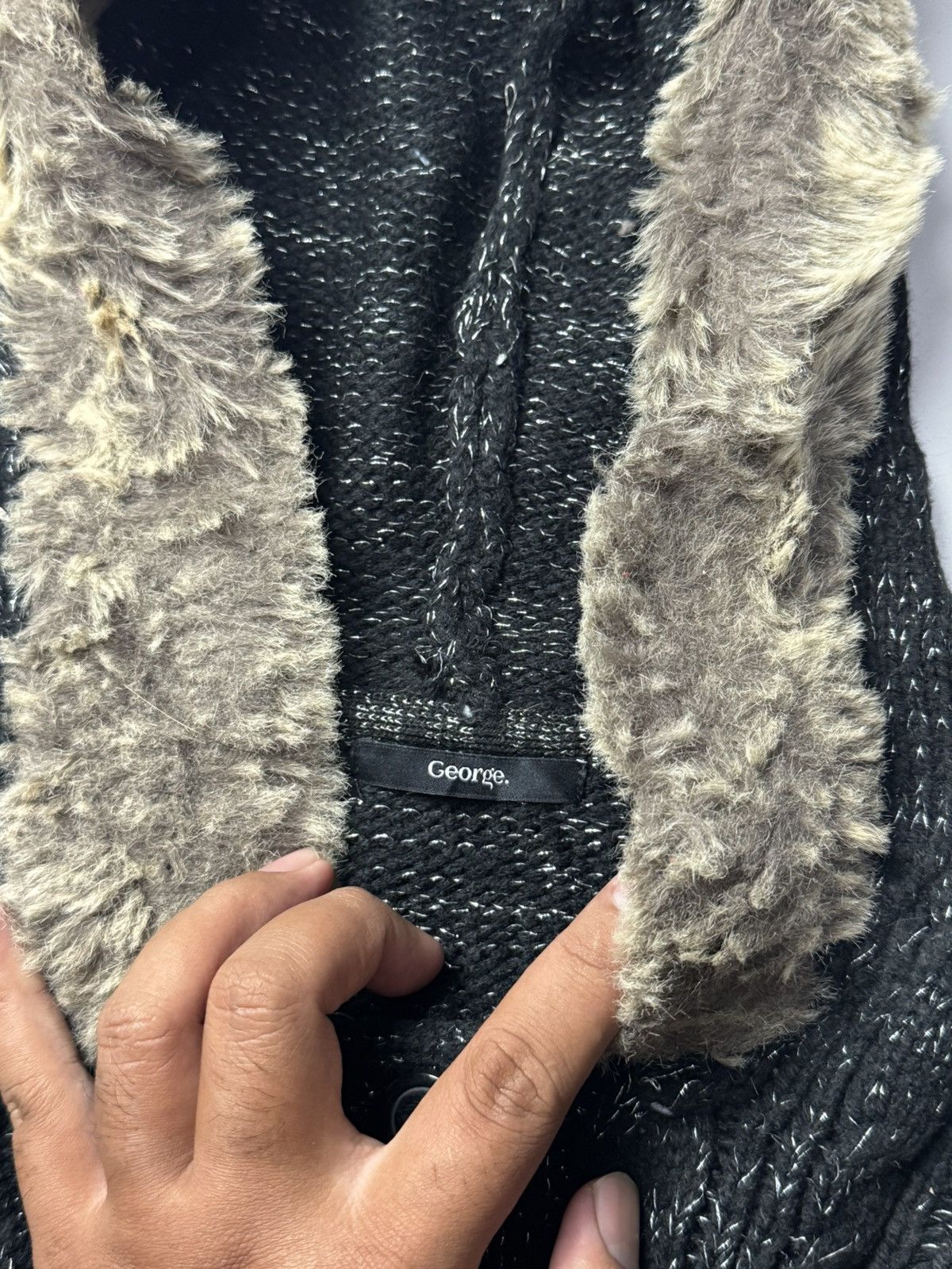 If Six Was Nine × Japanese Brand × Le Grande Bleu (L.G.B.) Japanese Fur Hoodie Cable Knit George Ifsix Lgb Style Size US S / EU 44-46 / 1 - 6 Thumbnail