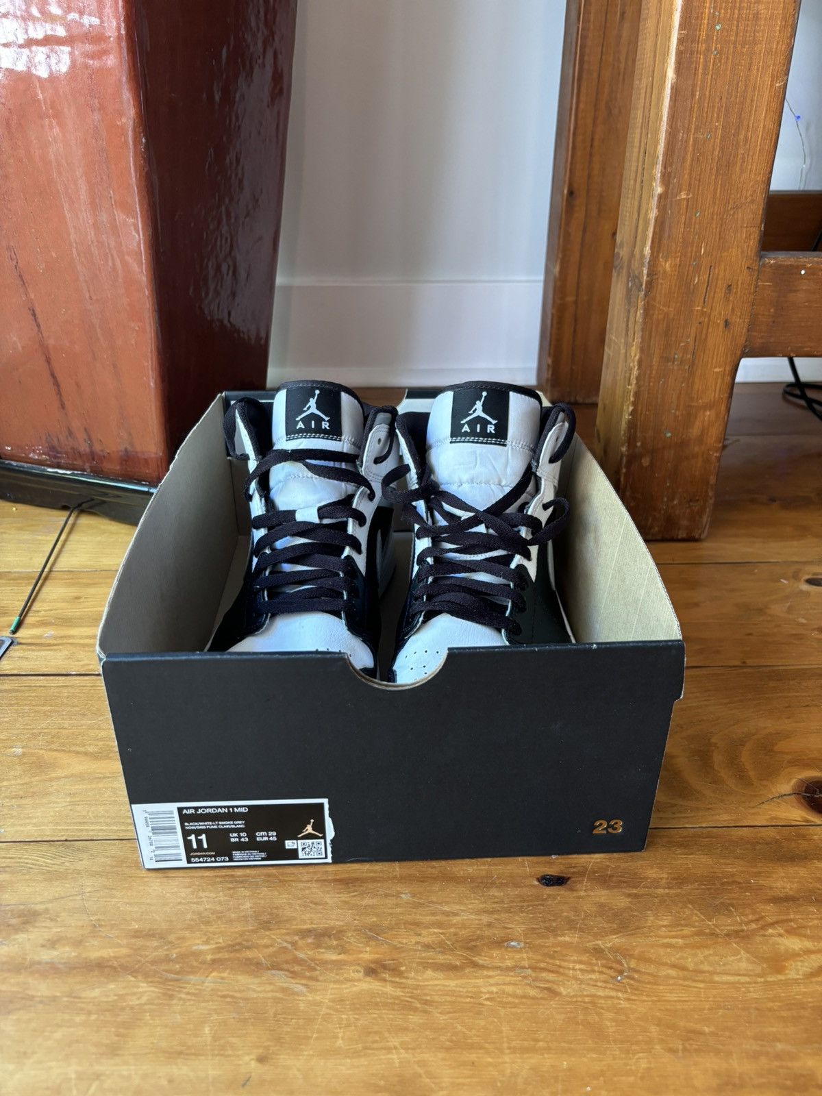 Jordan Brand Jordan 1 Black/White-LT Smoke Grey Size US 11 / EU 44 - 6 Thumbnail