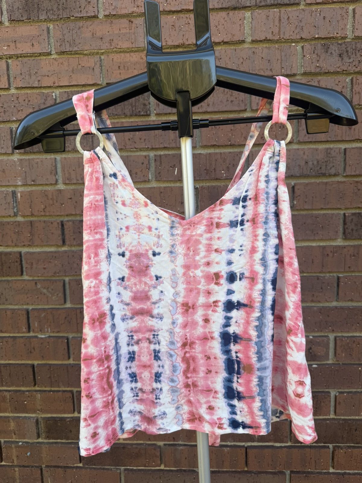 Other Sadie & Sage Coral Navy Tie Dye Tank Top Cami Flowy V-Neck Size M / US 6-8 / IT 42-44 - 4 Thumbnail