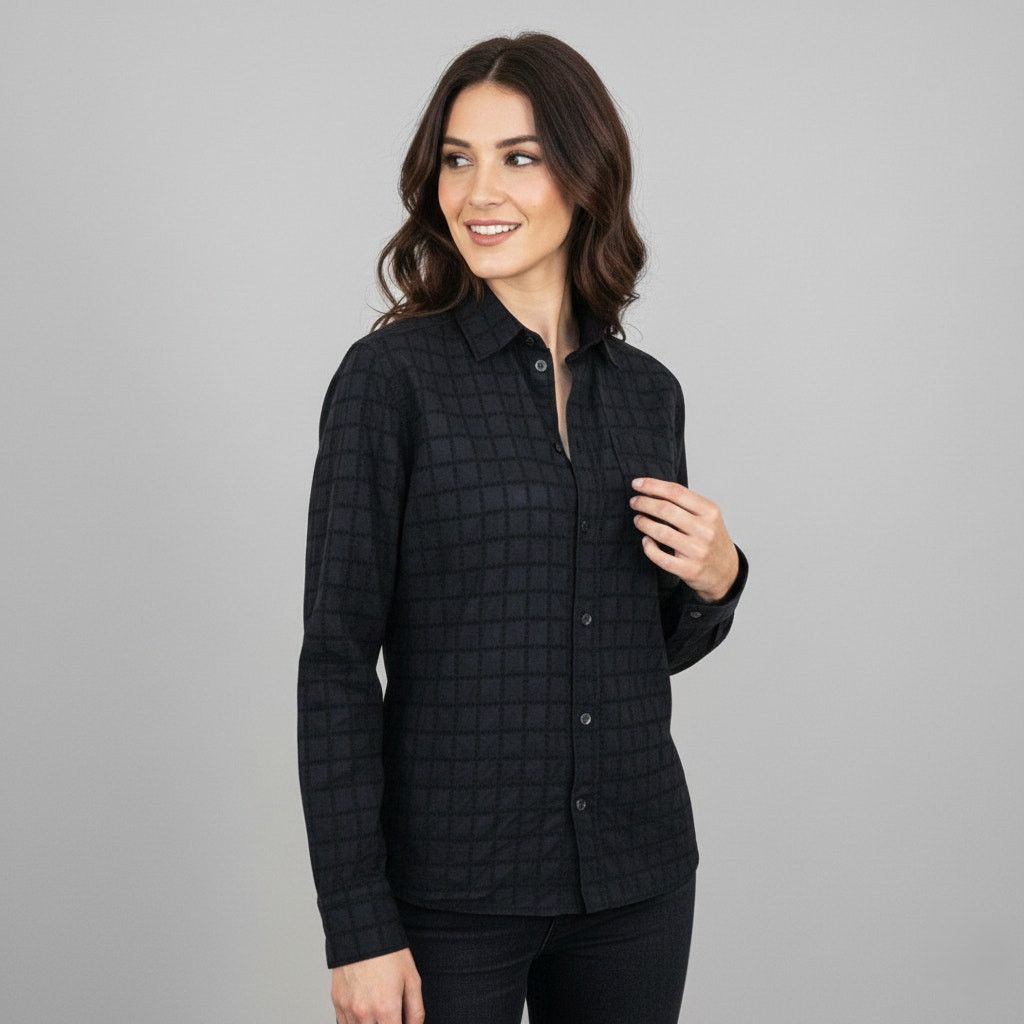 Tomas Maier Tomas Maier Eyelet Grid Check Button up Shirt in Black Size XS / US 0-2 / IT 36-38 - 1 Thumbnail