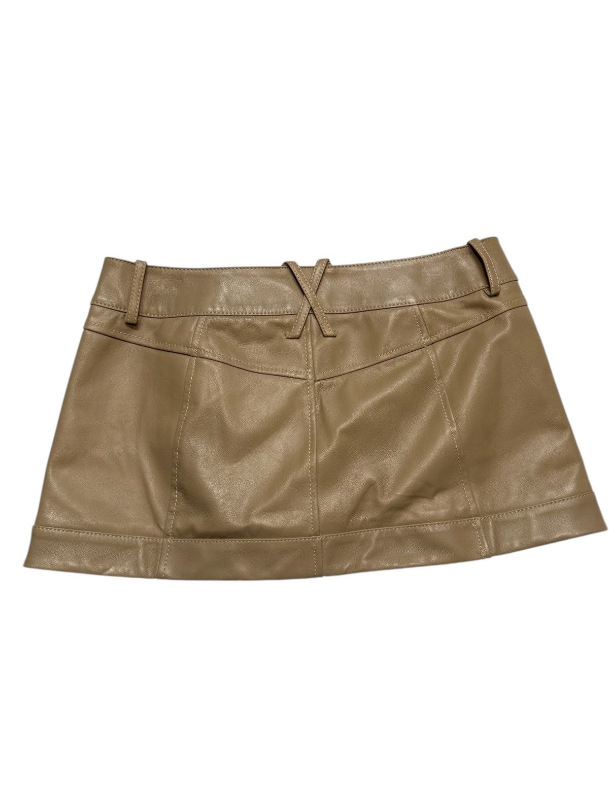 PRISCAVera PriscaVera Taupe Leather A-Line Mini Skirt Size 27" / US 4 / IT 40 - 2 Thumbnail