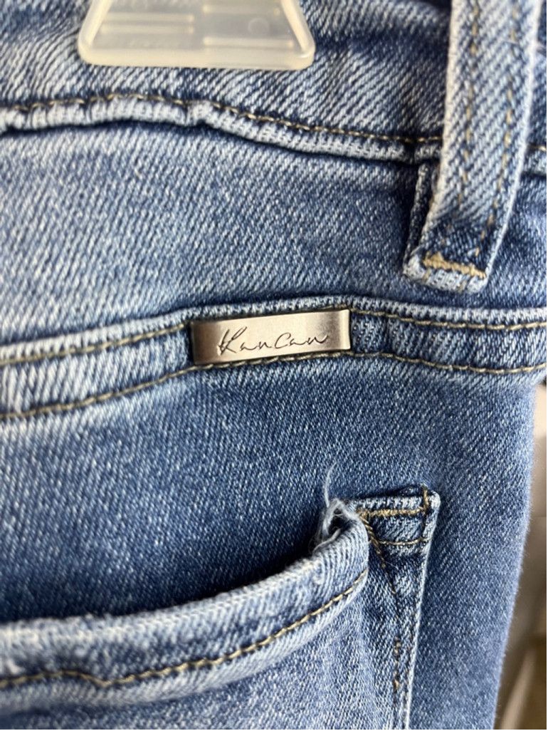 Kancan USA KanCan Cuffed Boyfriend Jeans w/ Plaid Lining Sz 31 Size 31" - 4 Thumbnail