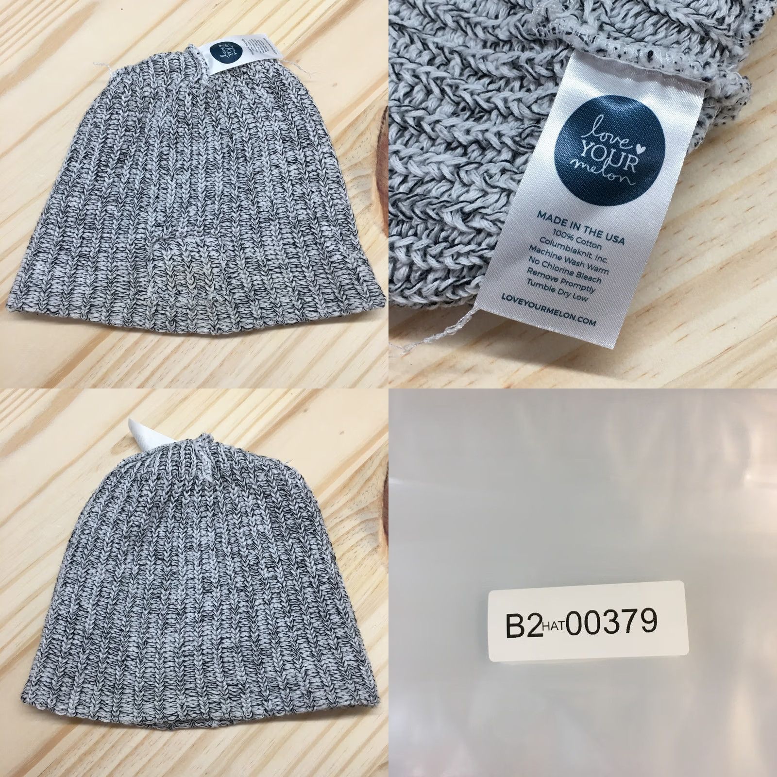 Vintage Love Your Melon Beanie Hat Winter Womens White OS Adjustable Knitted Cotton Size ONE SIZE - 8 Thumbnail