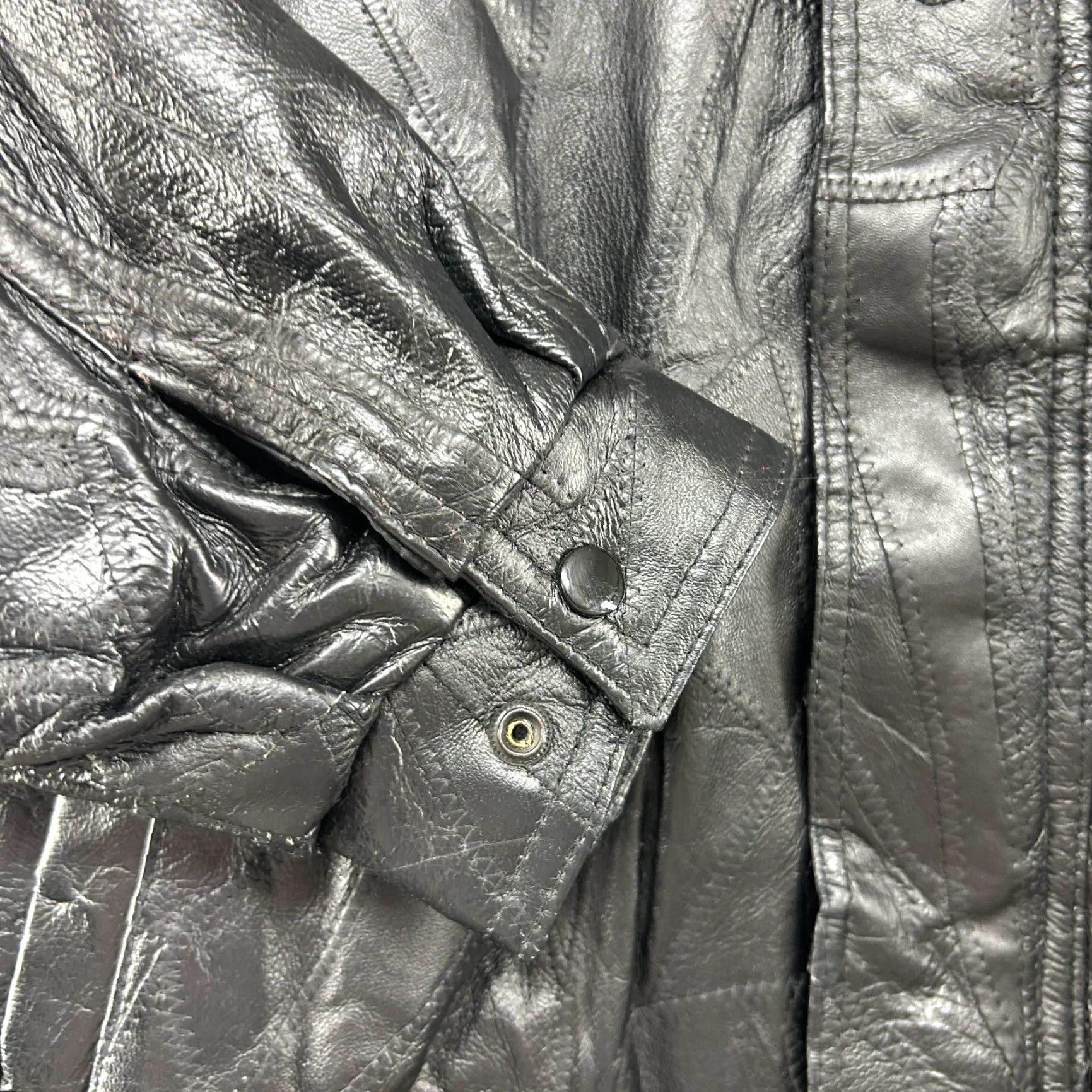 Vintage VINTAGE Fondini Fashions Jacket Mens XL Black Bomber Leather Patchwork Size US XL / EU 56 / 4 - 5 Thumbnail