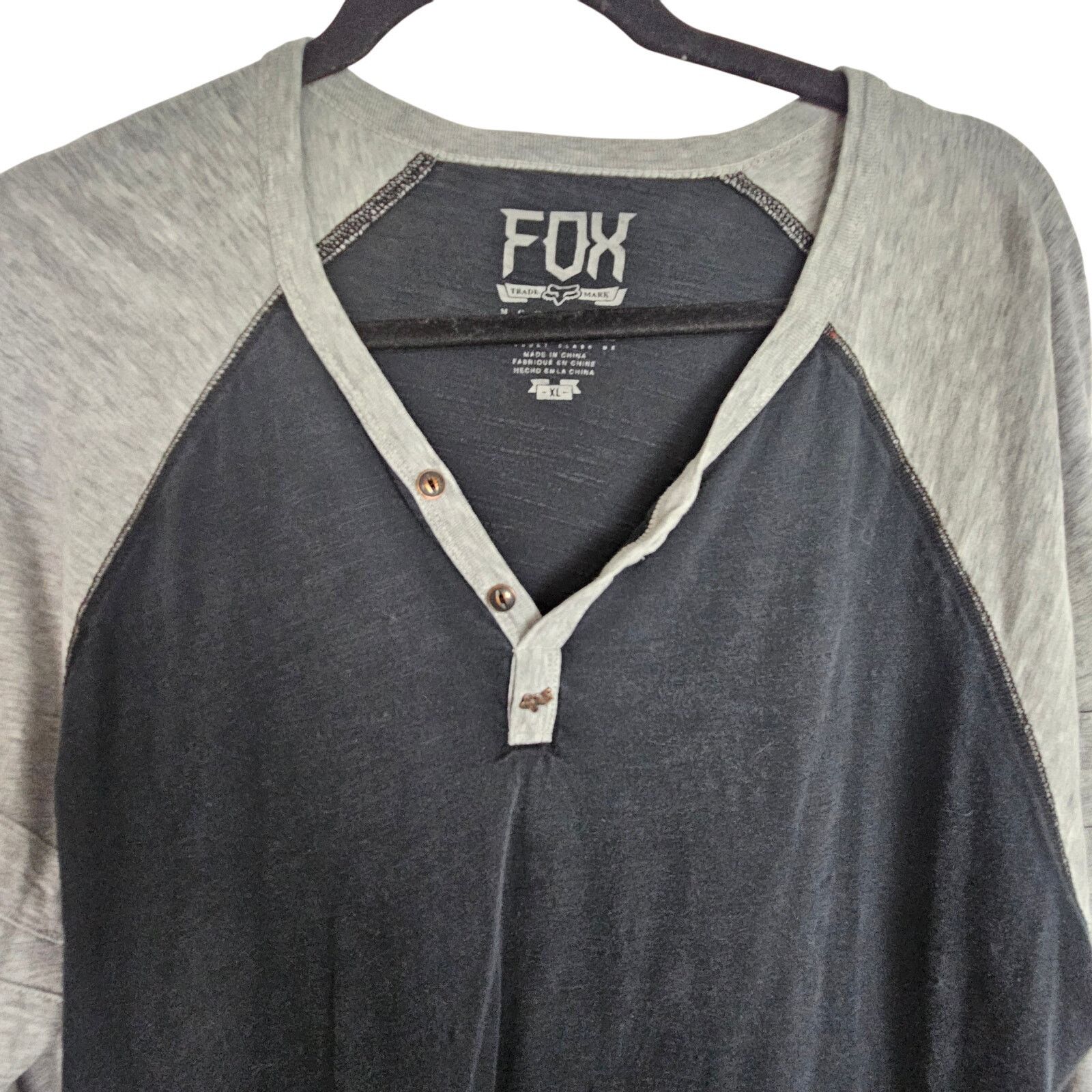 Fox Racing Fox Henley Shirt Gray Black Long Sleeve Tshirt XL T Shirt Size US XL / EU 56 / 4 - 2 Thumbnail