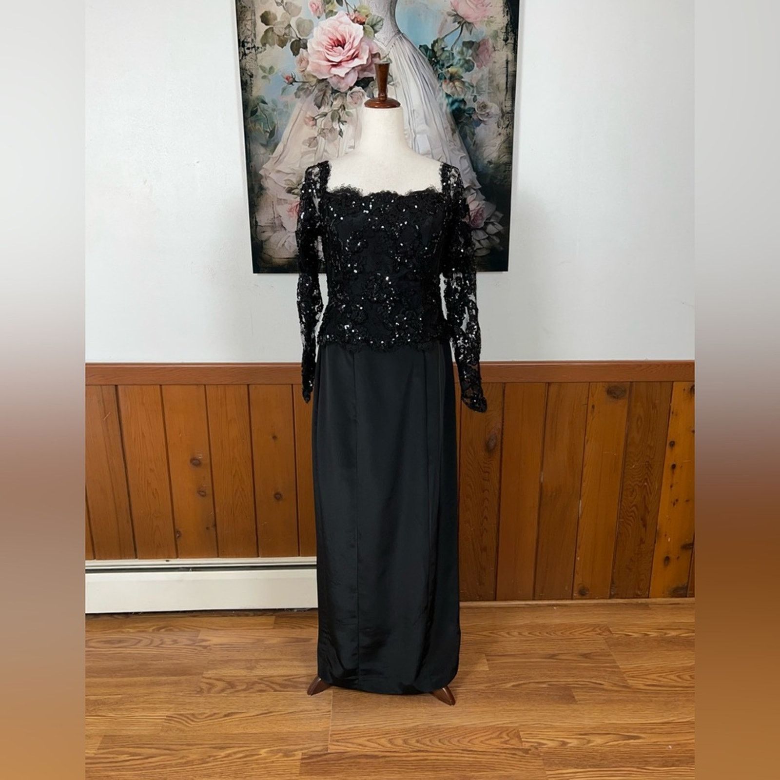 Vintage 90s Eve of Milady Black Sequin Evening Gown!