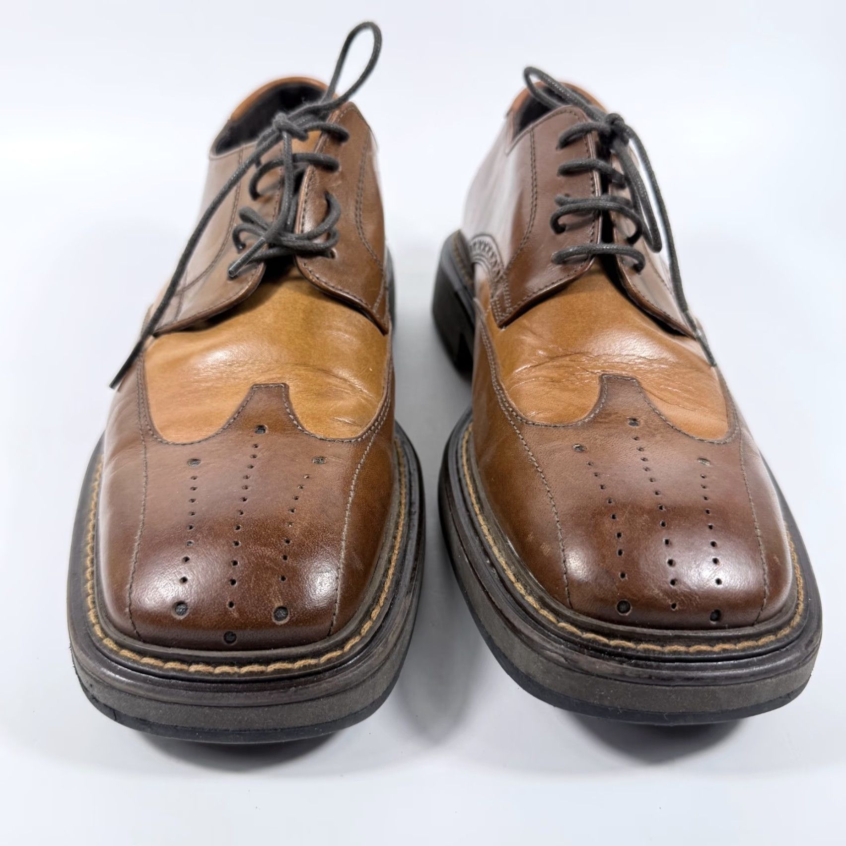 Aldo Aldo Oxford Dress Shoes Men Brown Leather Lace Up Square Toe - 41 Dress Shoes Size US L / EU 52-54 / 3 - 3 Thumbnail