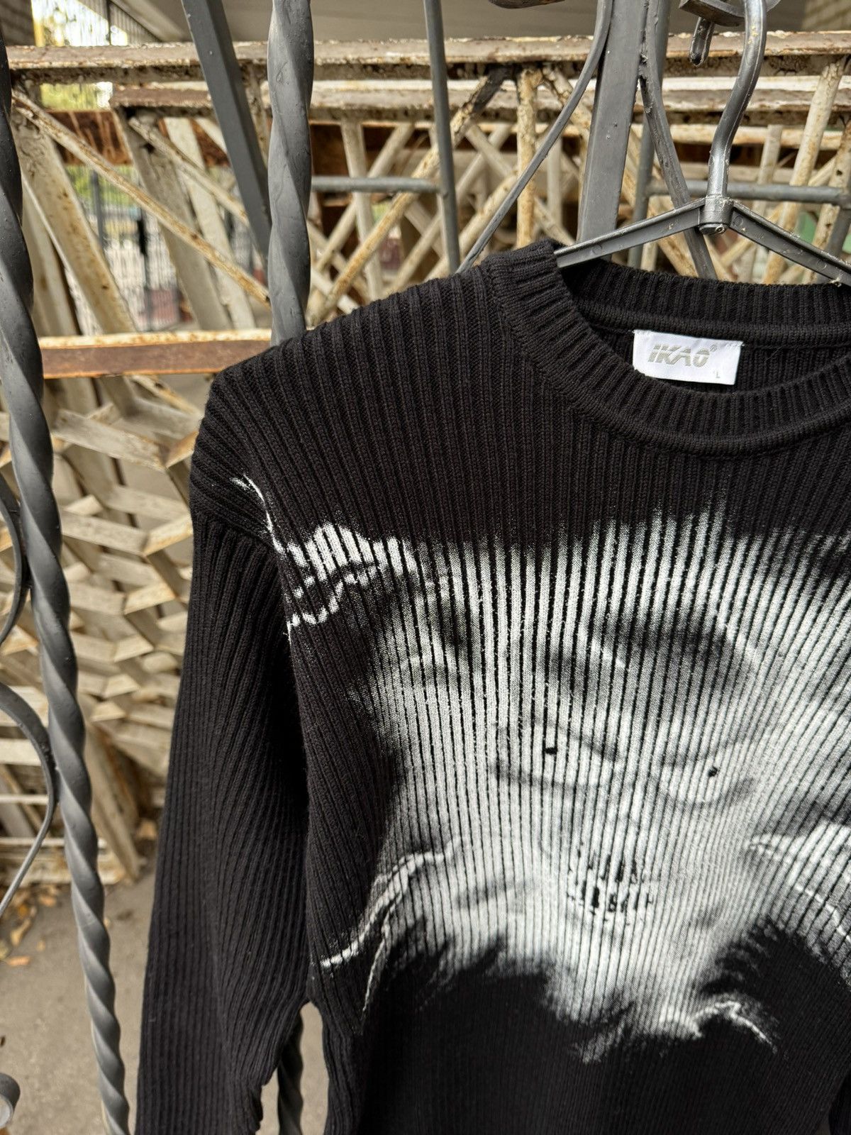 Vintage Vintage Ikao Knit Sweater Skull Print y2k Size US L / EU 52-54 / 3 - 3 Thumbnail