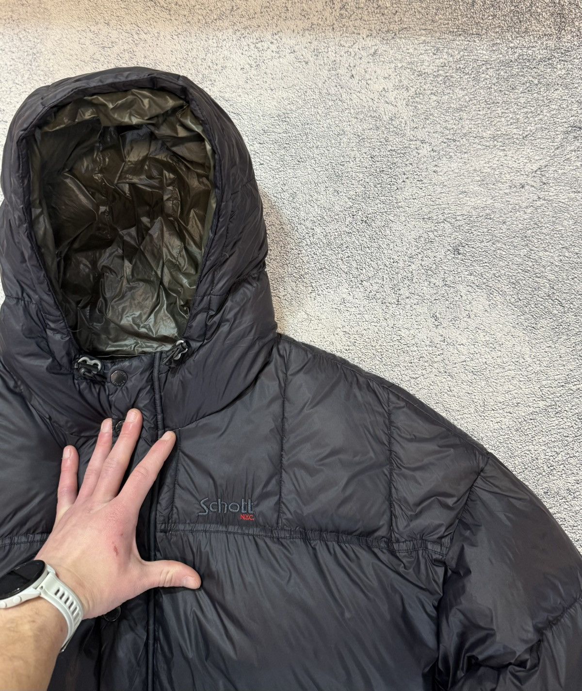 Schott Schott NYC RITCH Down Jacket LMen Black Hooded Puffer Winter Size US L / EU 52-54 / 3 - 3 Thumbnail