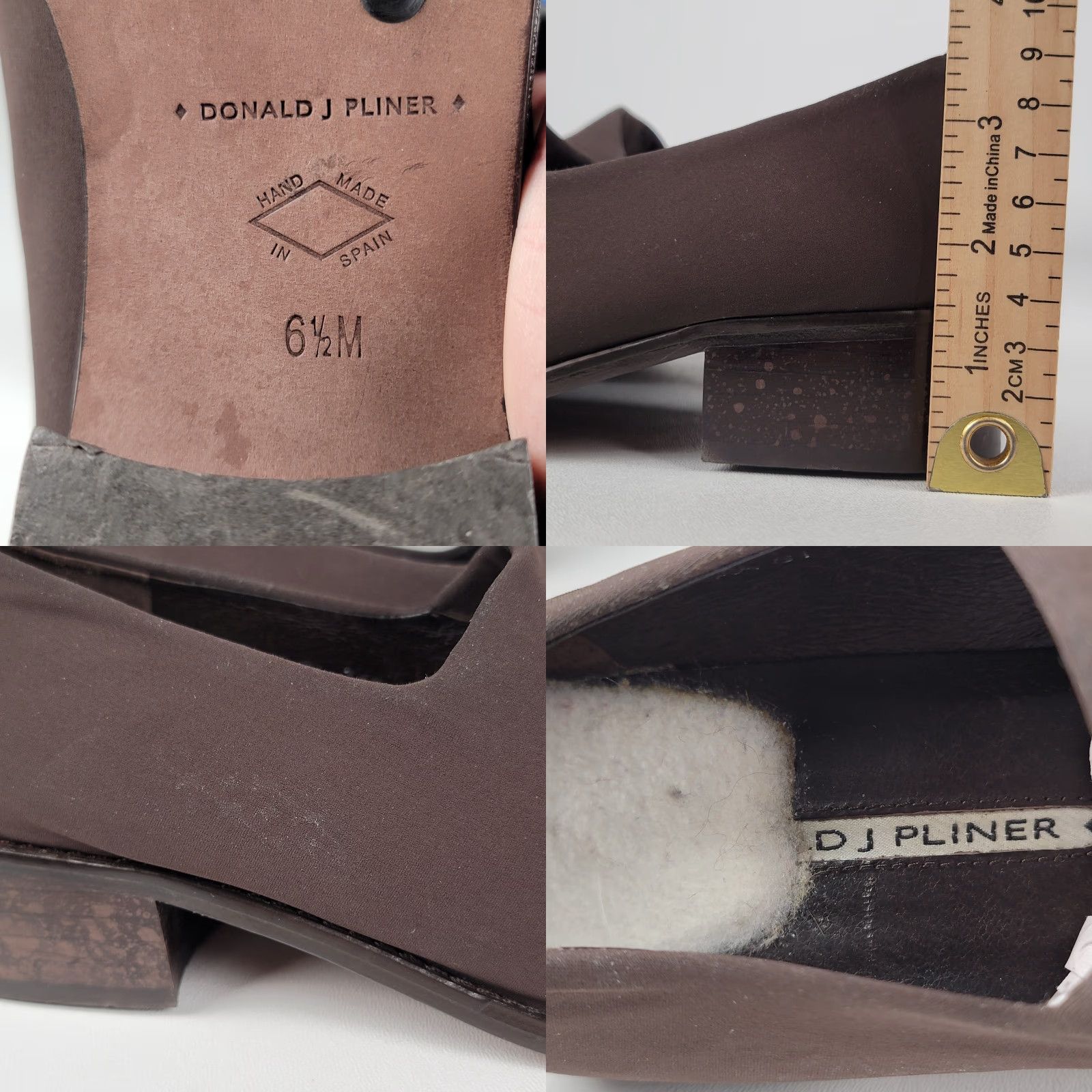 Donald Pliner Donald J Pliner Women's Brown Stretch Heel Pumps 6.5 M Slip On Block 1 3/4 in Spain Size US 7 / IT 37 - 8 Thumbnail