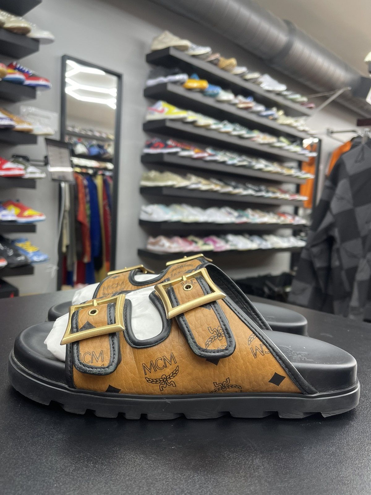 MCM Size 8US/41EU - MCM Sandals In Visetos Cognac Size US 8 / EU 41 - 1 Thumbnail