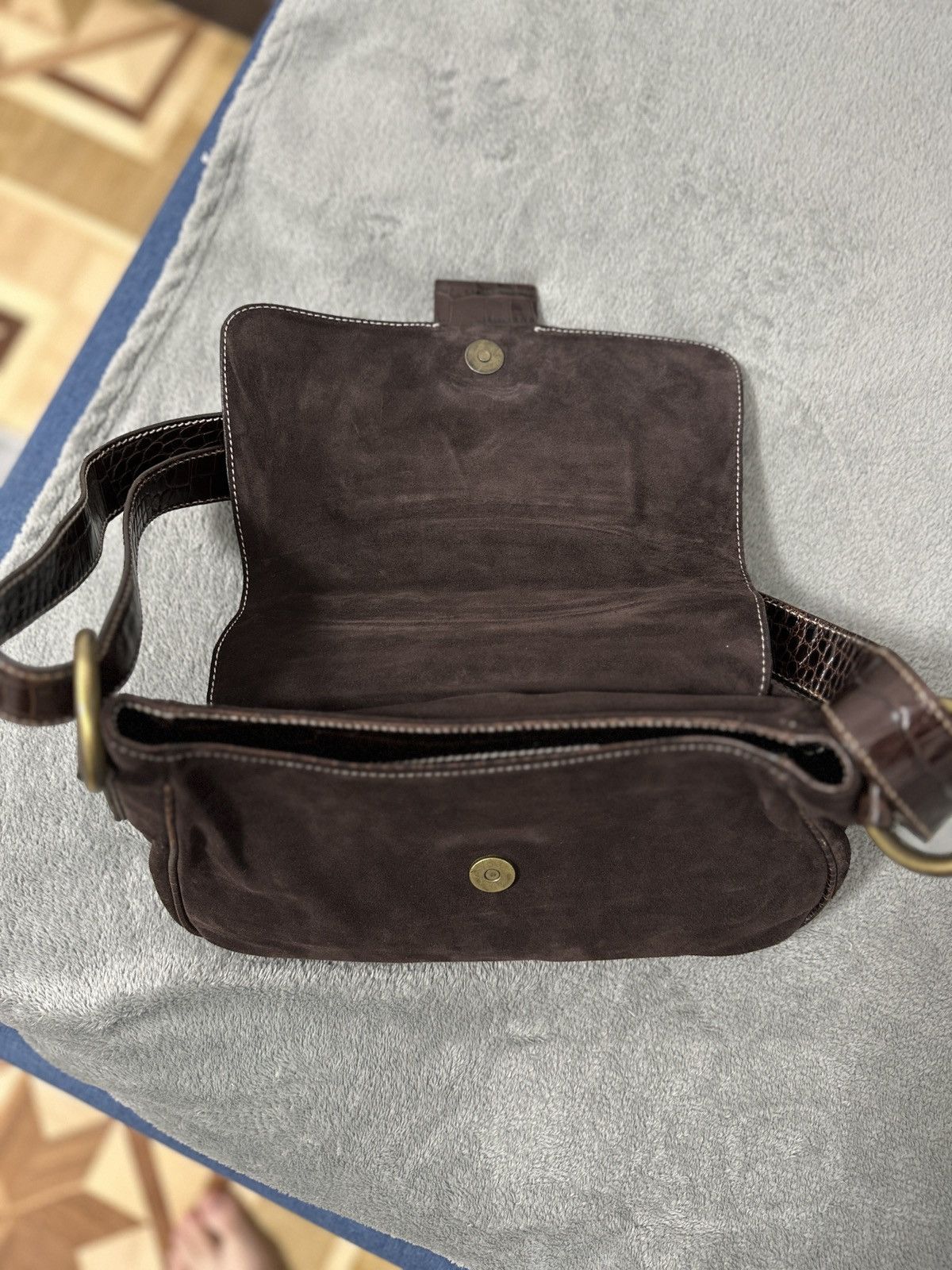 Max Mara Vintage Max Mara Shoulder Suede Crocodile Bag Size ONE SIZE - 12 Thumbnail