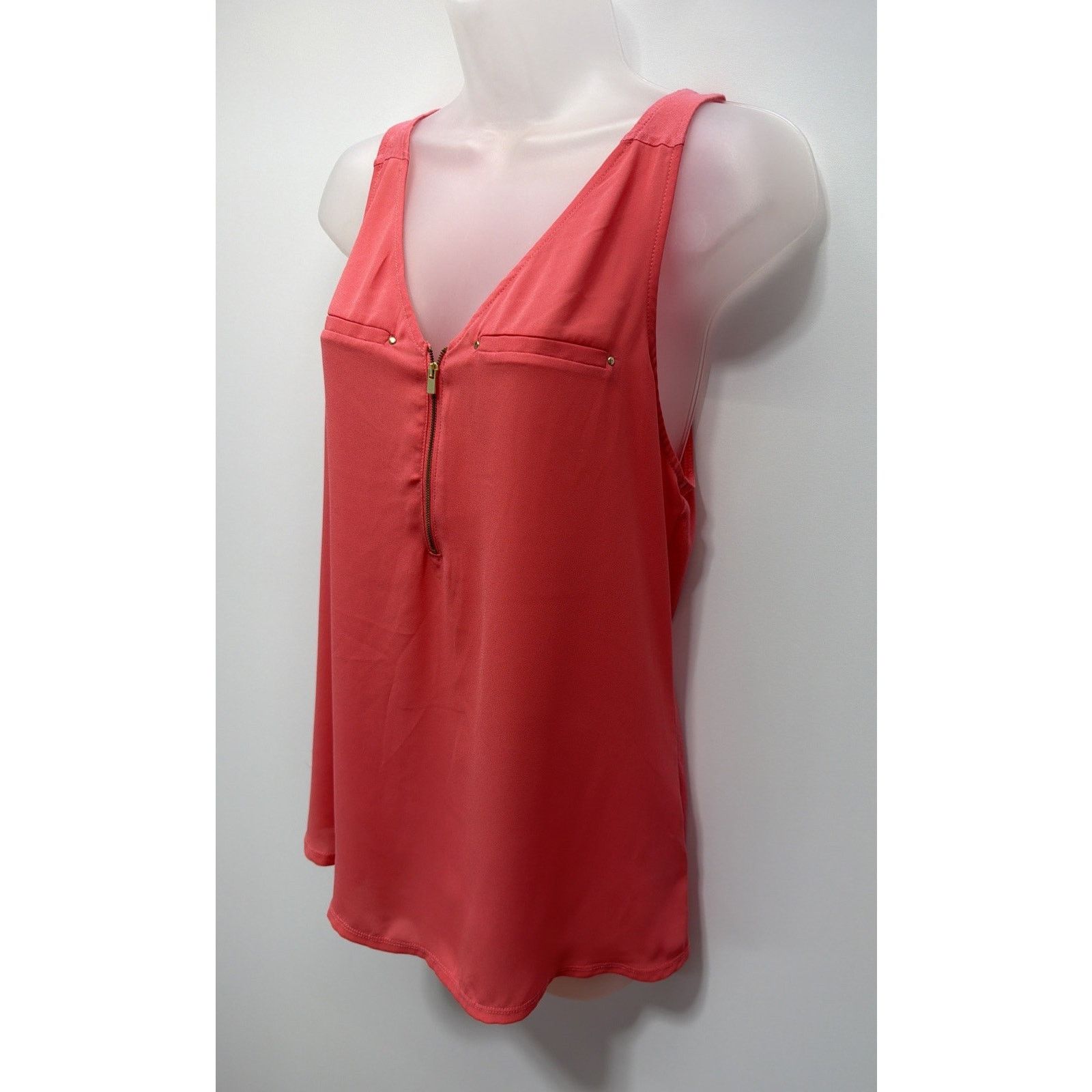 Express Express Women’s Blouse Top Shirt Pink Front Zip Size M Size M / US 6-8 / IT 42-44 - 2 Thumbnail