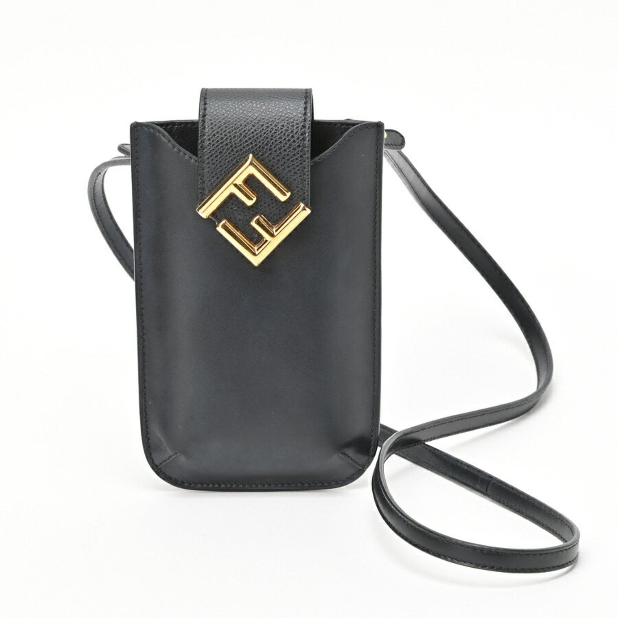 image of Fendi Ff Diamond Phone Pouch Smartphone Holder 7As188Alwaf0Kur Leather Dark Navy E-154881, Women's