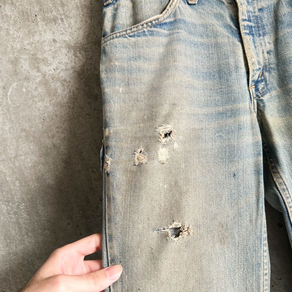 Levi's 60’s THRASHED Orange Tab 684 Flared Patchwork Denim Size US 32 / EU 48 - 6 Thumbnail