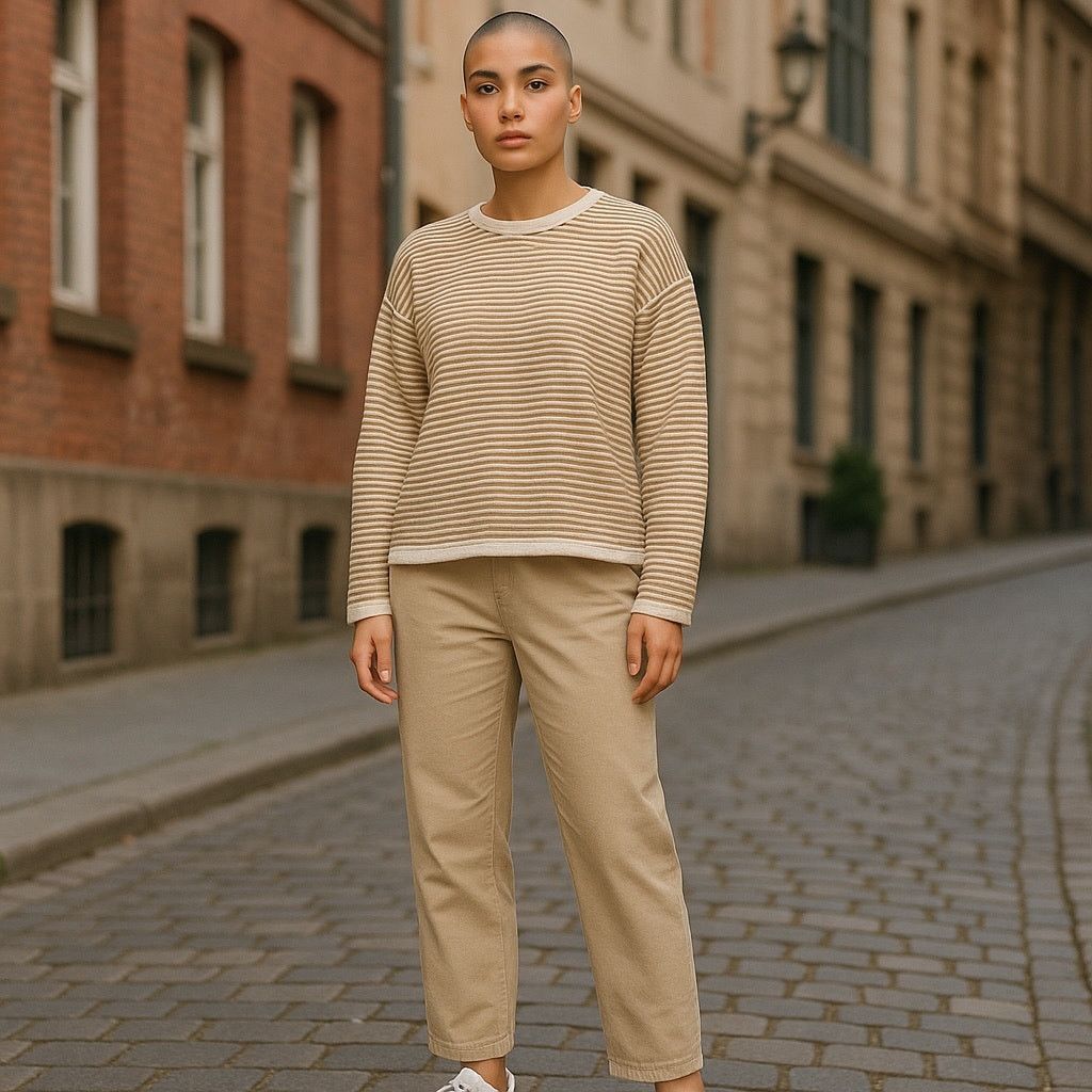J.Crew J. Crew Cream Reversible Stripe Quilt Sweatshirt Knit Top Size S / US 4 / IT 40 - 2 Thumbnail